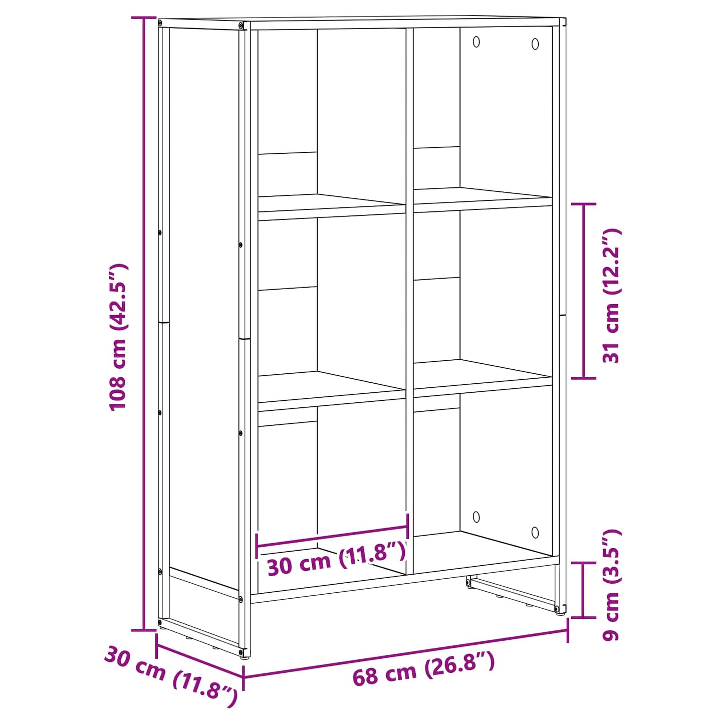Book Cabinet 99.5 x 30 x 108.5 cm Engineered Wood Grey Sonoma