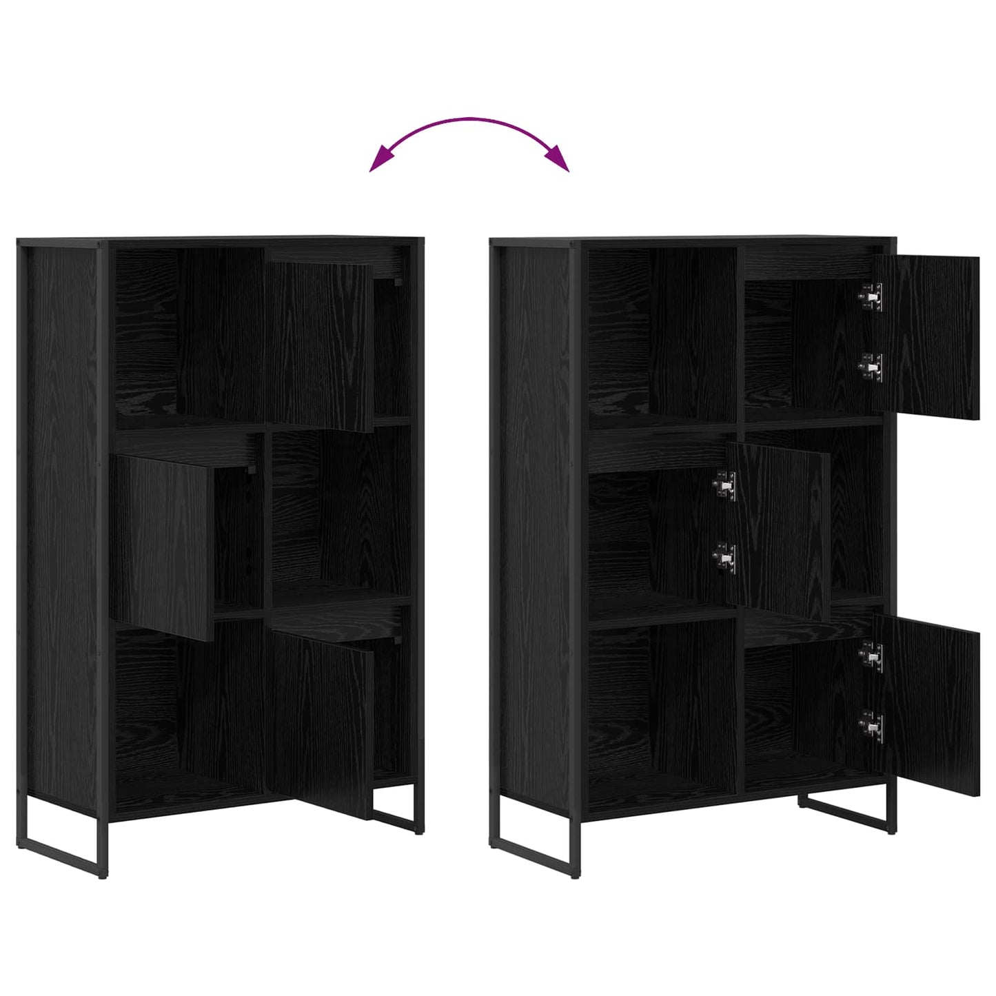 Book Cabinet Black Oak 68 x 30 x 108.5 cm Engineered Wood