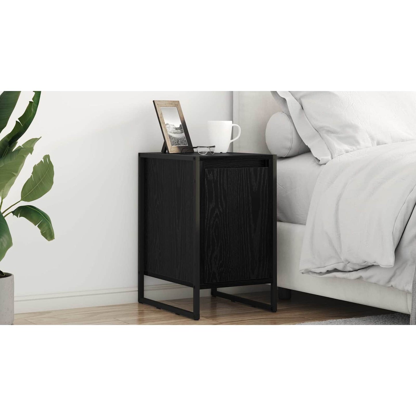 Bedside Table Black Oak 39.5 x 30 x 50 cm Engineered Wood