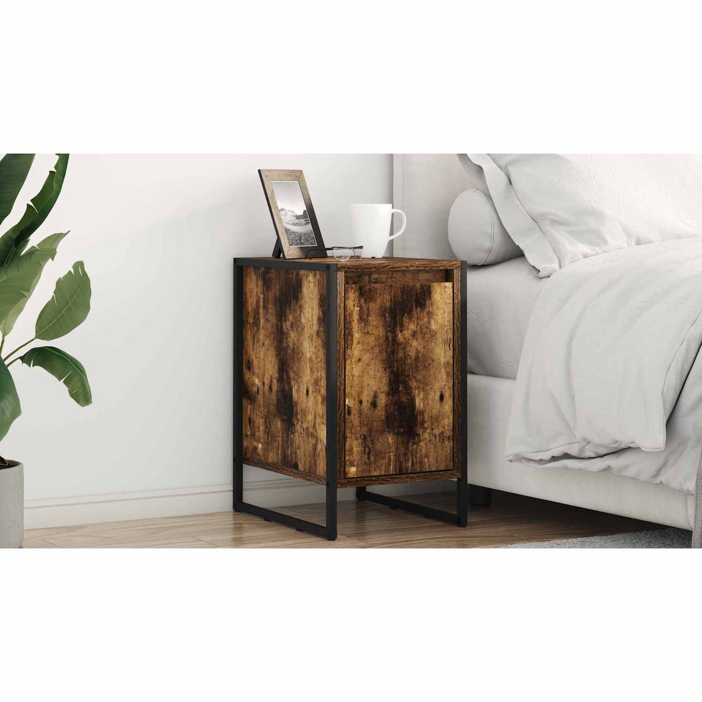 Bedside Table Smoke Oak 39.5 x 30 x 50 cm Engineered Wood