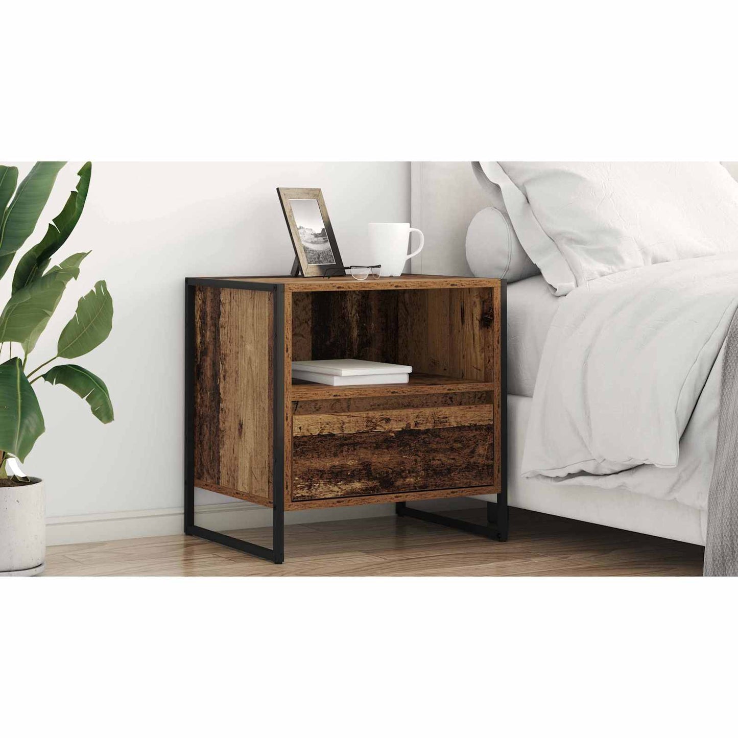 Bedside Table 2 pcs Old Wood 50 x 39.5 x 50 cm Engineered Wood