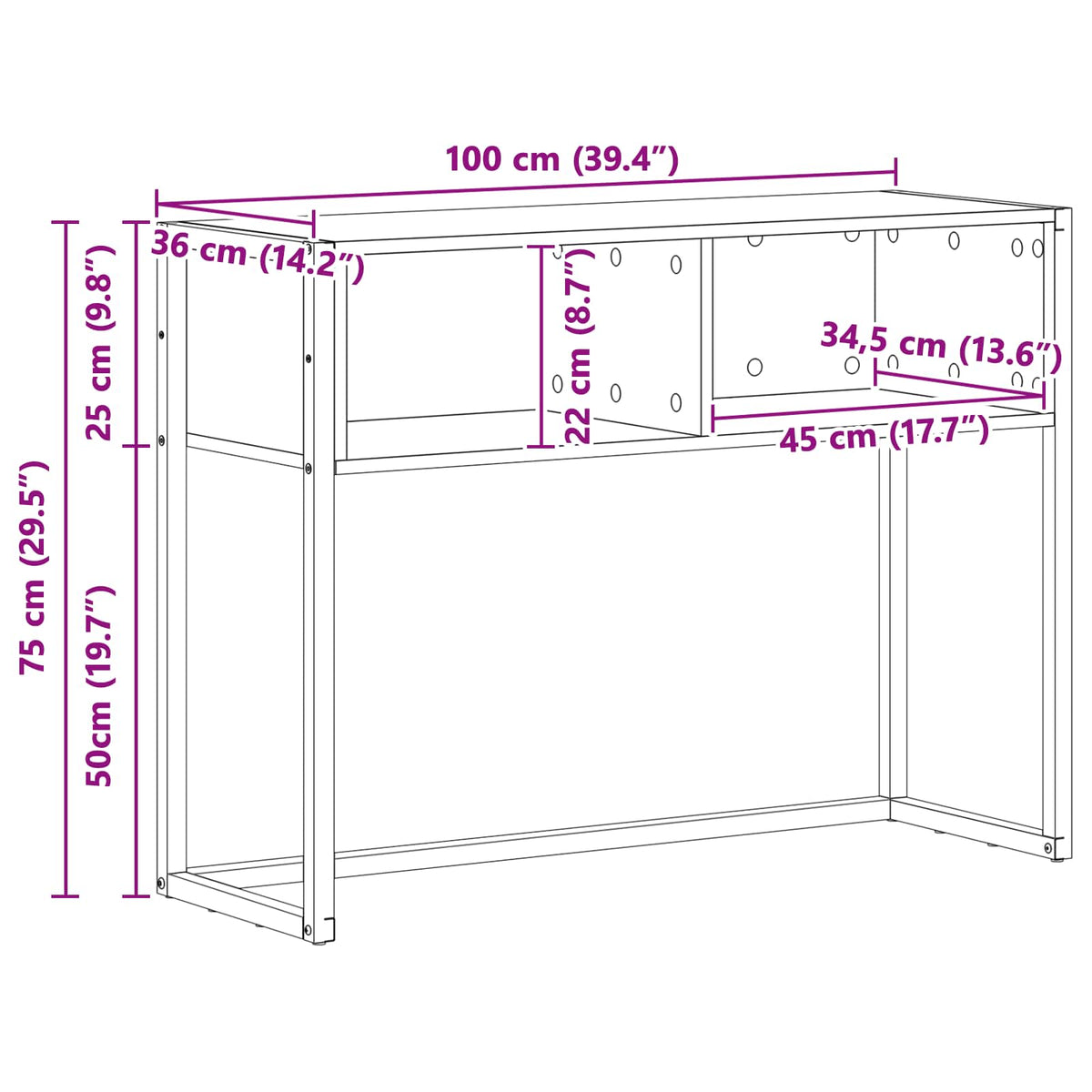End Table Sonoma Oak 100 x 36 x 75 cm Engineered Wood