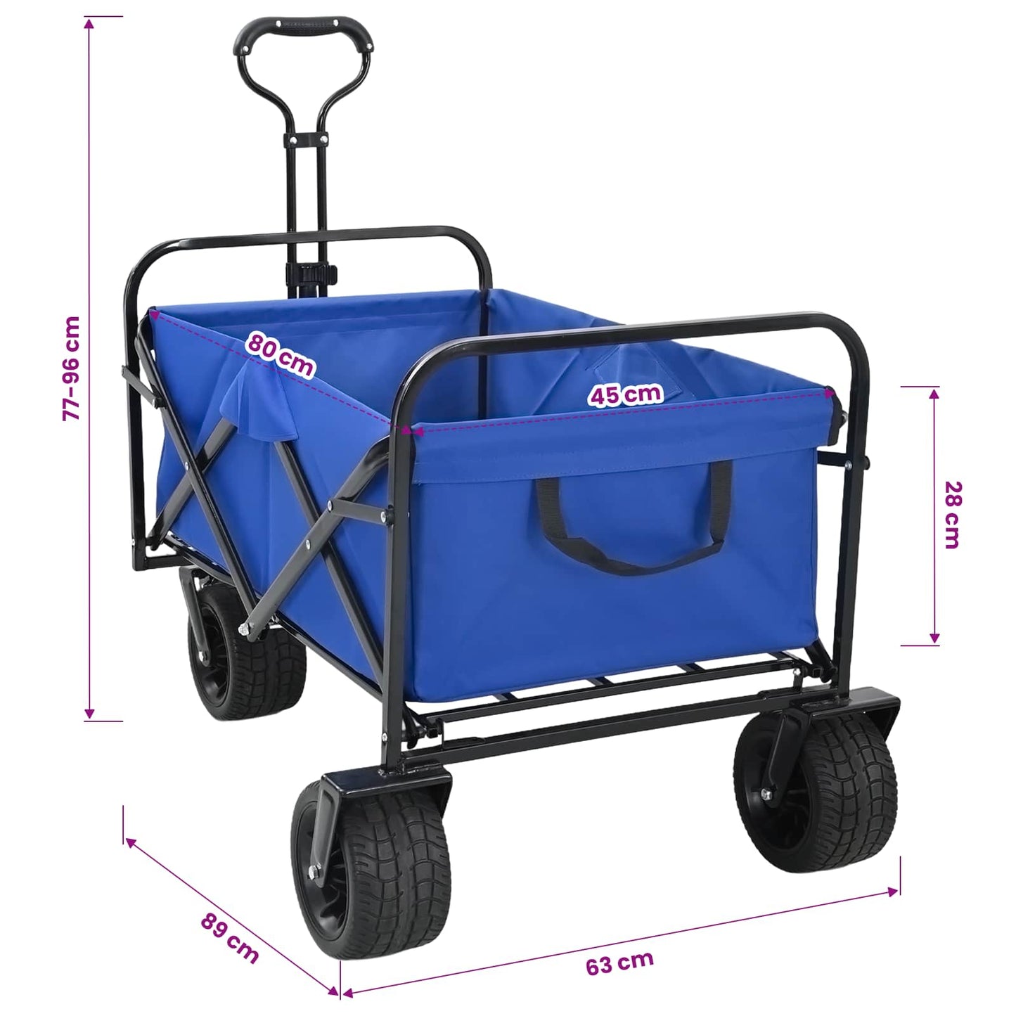 Folding Wagon Blue 89 x 63 x 96 cm Steel and Polyester Oxford
