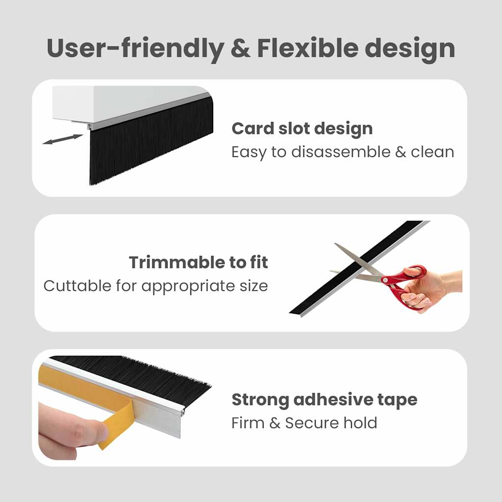 Self-adhesive Door Brush Seals 12 pcs Silver 100 cm