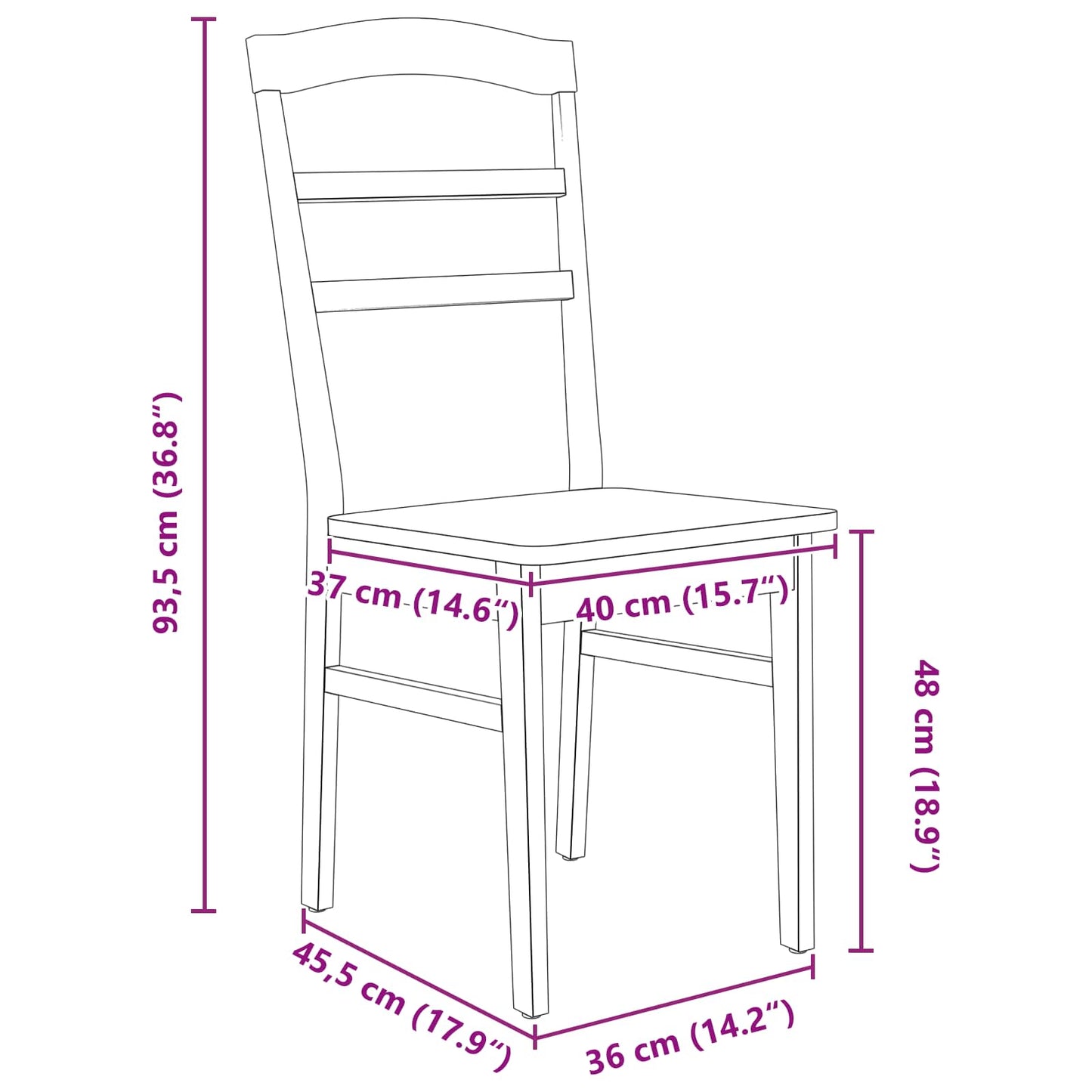 Dining Chair 2 pcs White Solid Rubber Wood