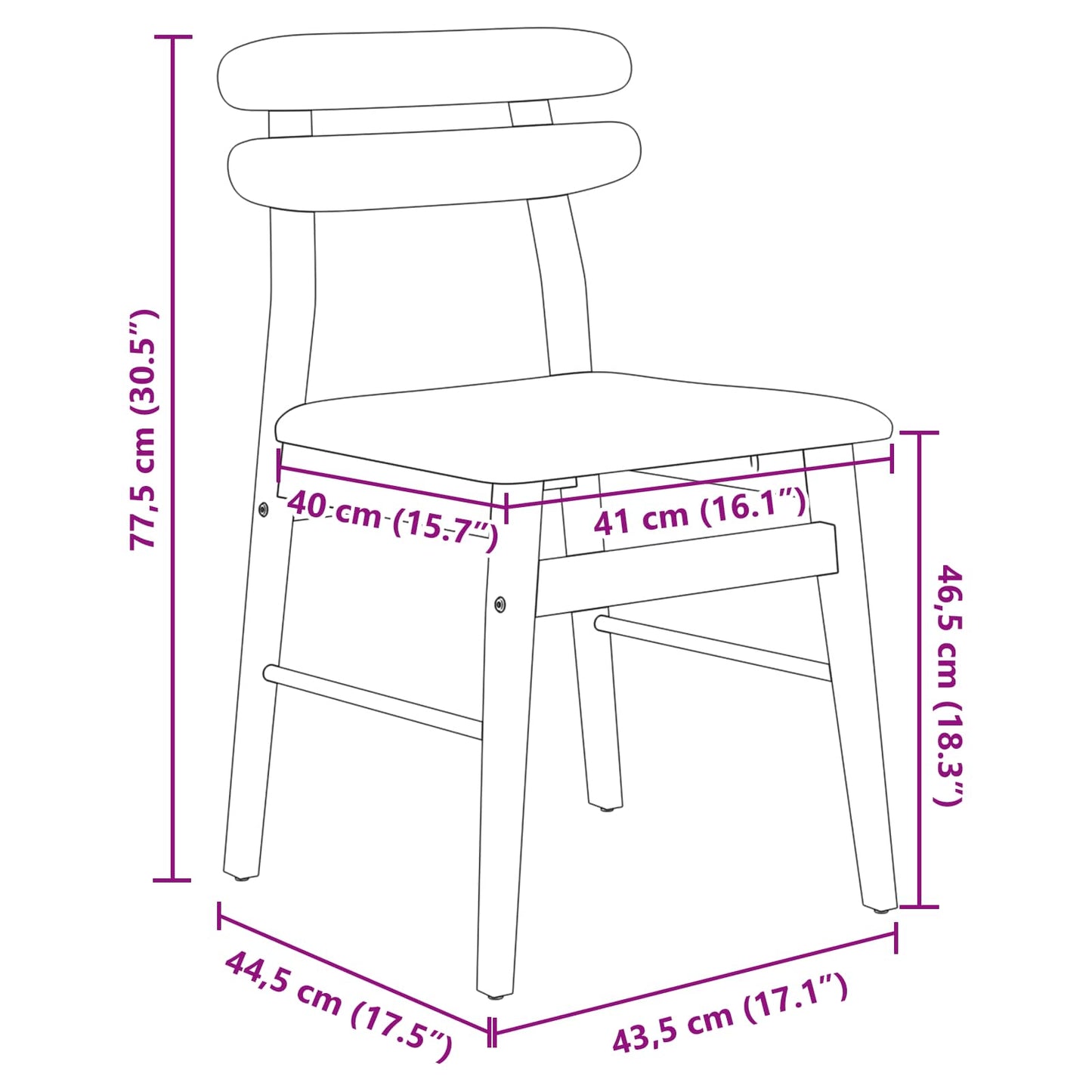 Dining Chair 2 pcs Light Brown and Black Solid Rubber Wood