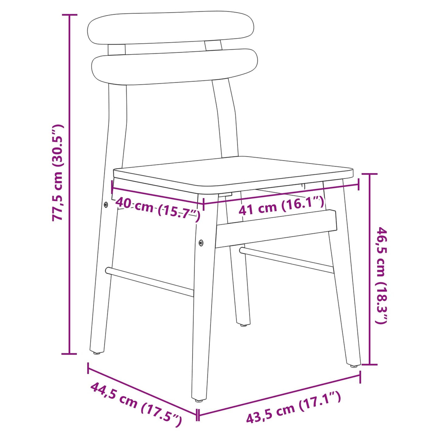 Dining Chair 2 pcs White Solid Rubber Wood