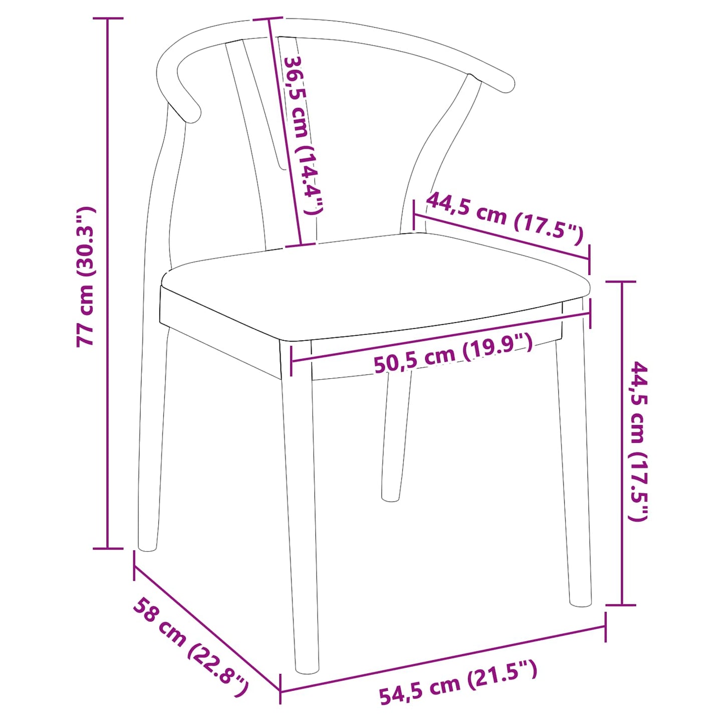Dining Chair 2 pcs Natural and Light Solid Rubber Wood