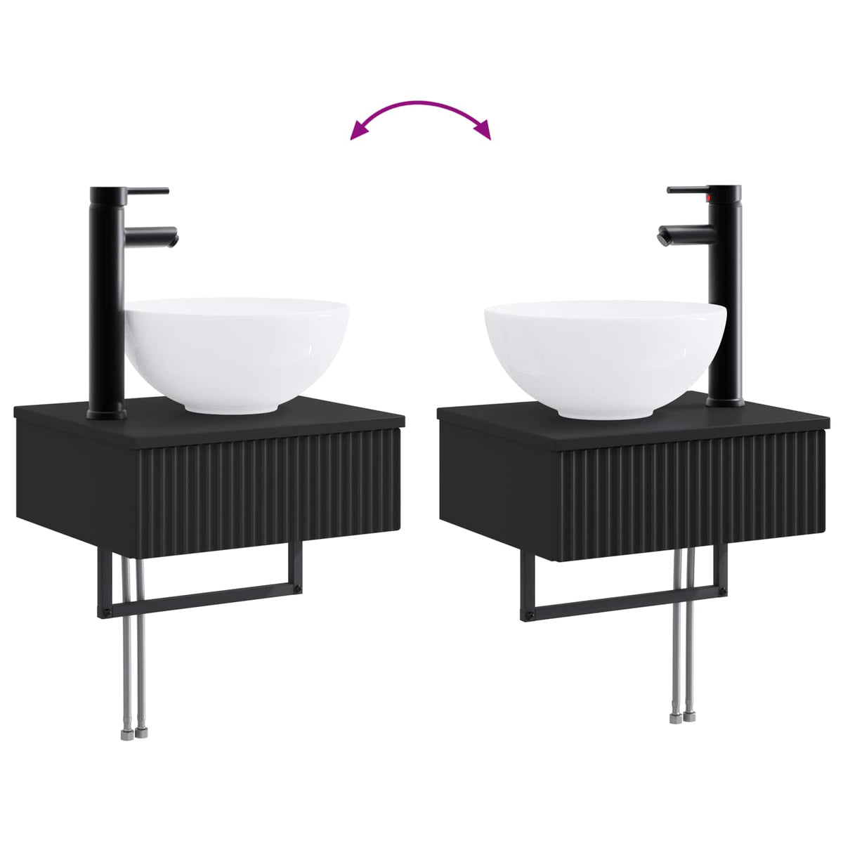 Bathroom Furniture Set 3 pcs Black Engineered Wood
