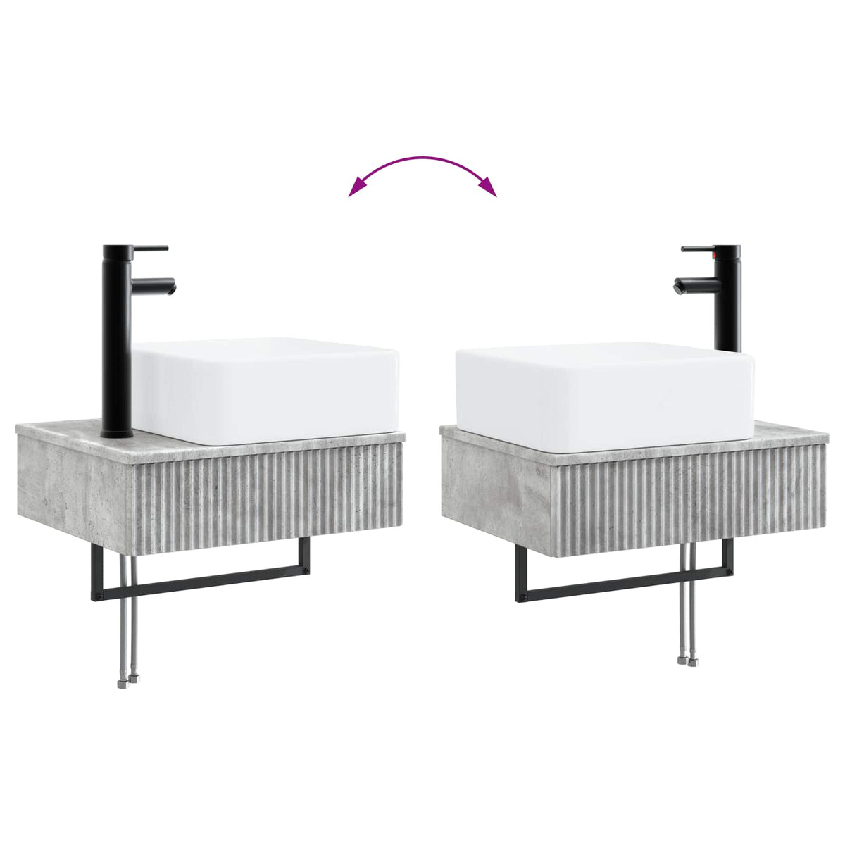 Bathroom Furniture Set 3 pcs Concrete Grey Engineered Wood