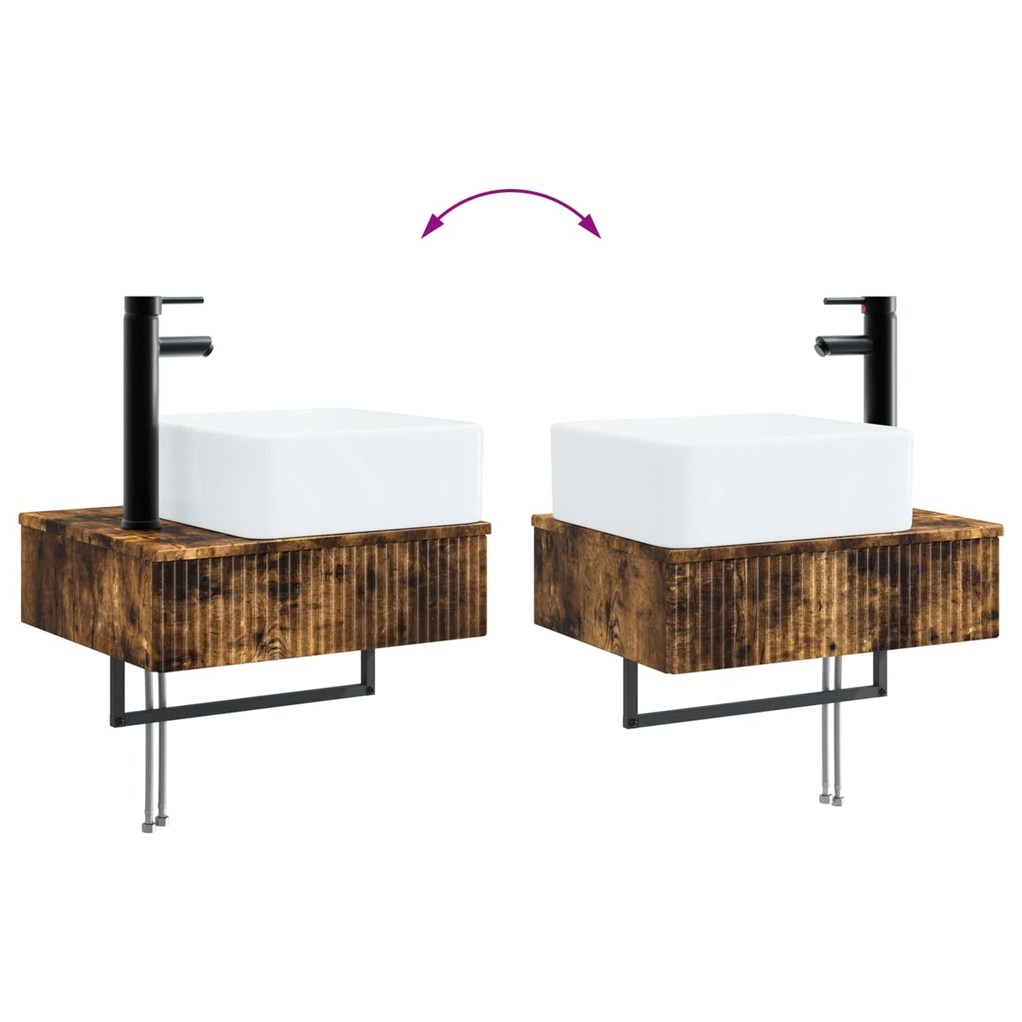 Bathroom Furniture Set 3 pcs Smoked Oak Engineered Wood