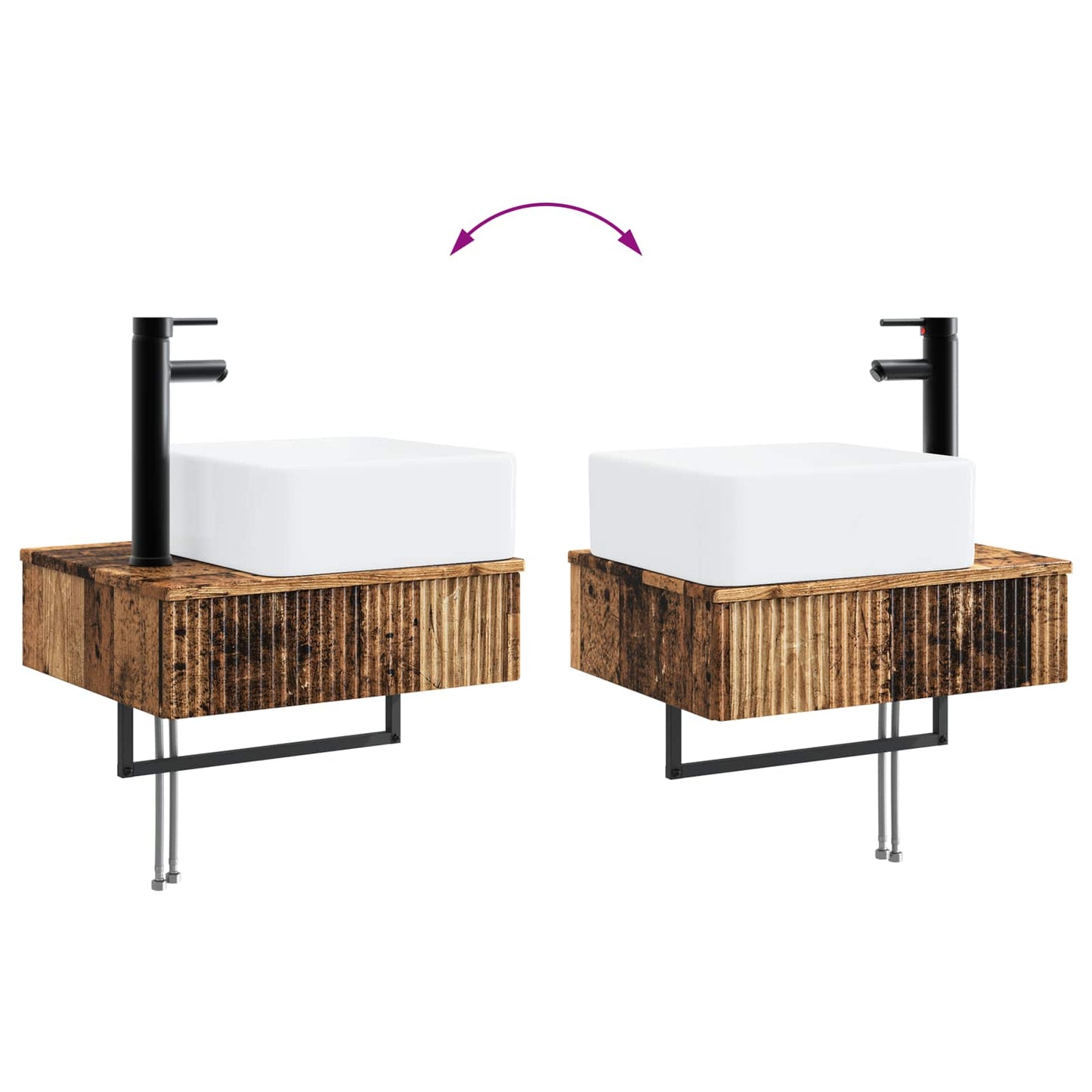 Bathroom Furniture Set 3 pcs Old Wood Engineered Wood