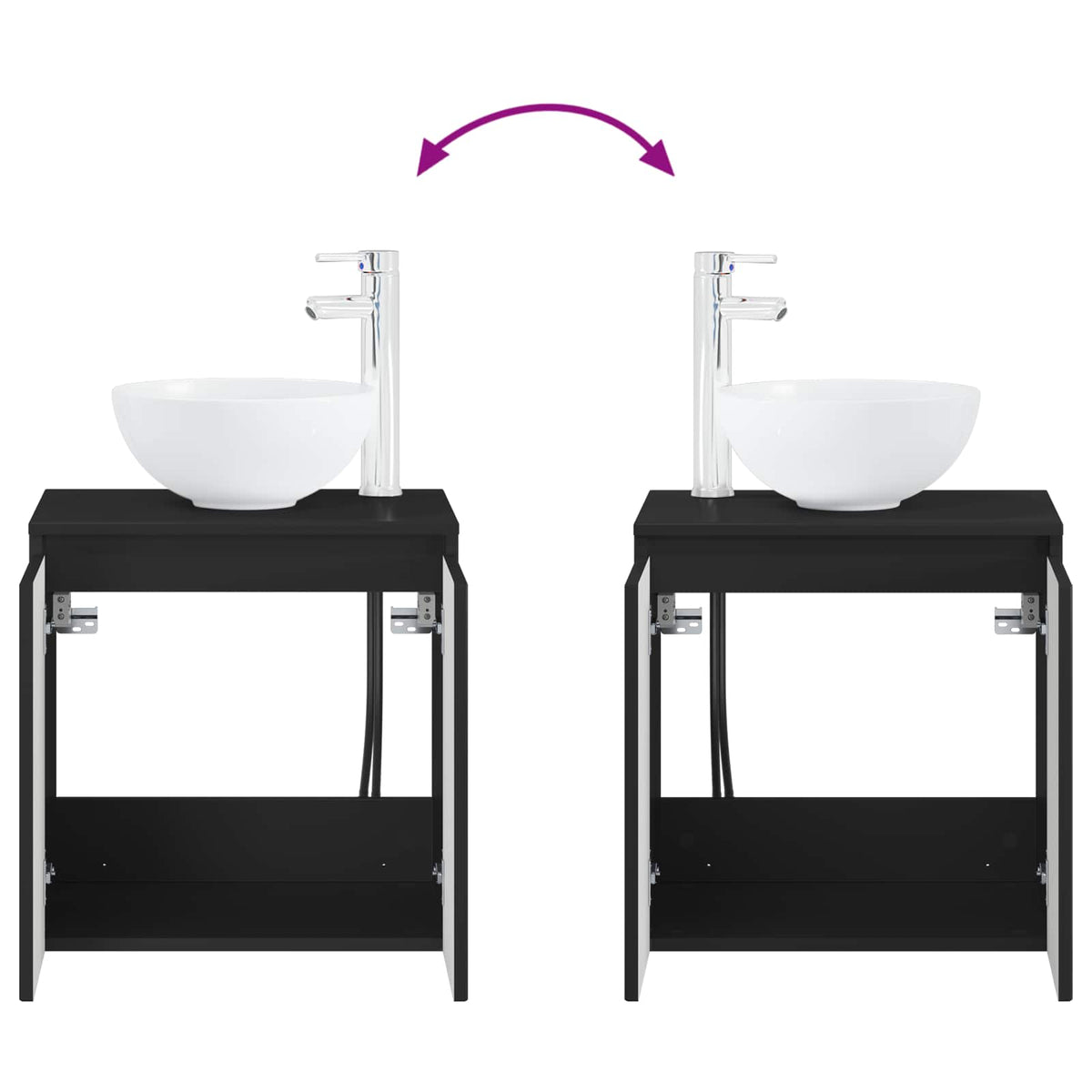 Bathroom Cabinet Set 3 pcs Black 129 x 35 x 80 cm