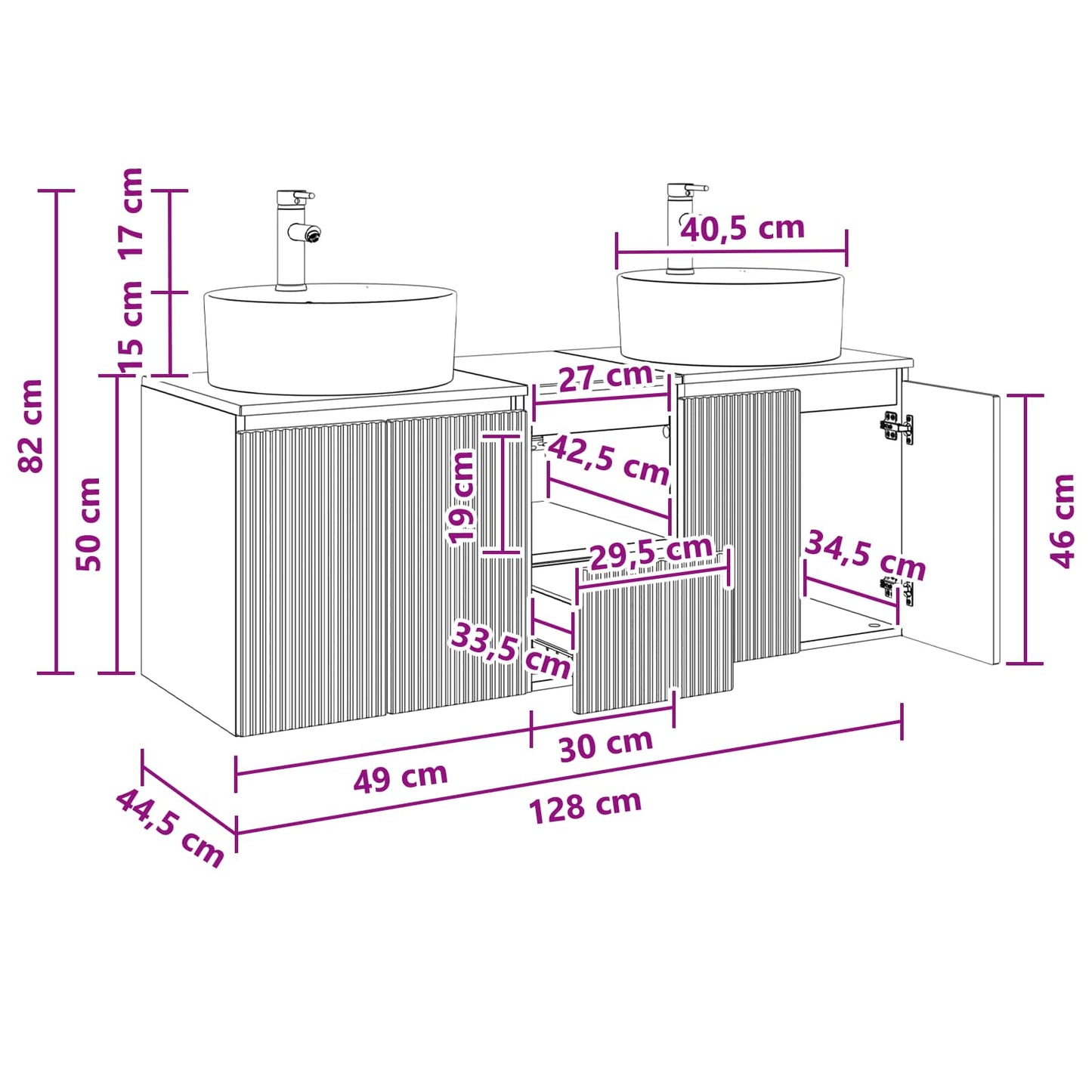 Bathroom Cabinet Set 3 pcs High Gloss White 49.5 x 44.5 x 65 cm