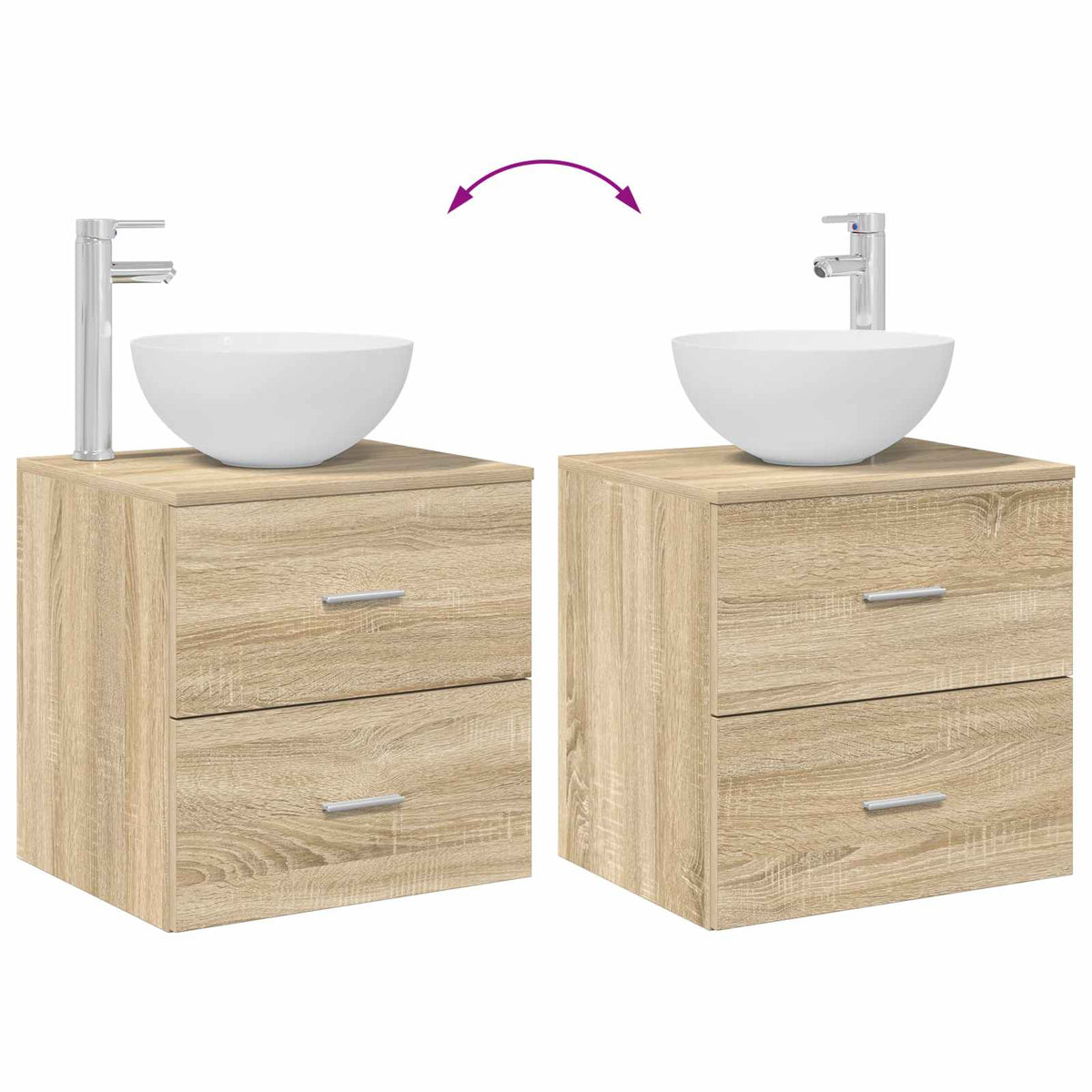 Bathroom Cabinet Set 3 pcs Sonoma Oak 129 x 35 x 80 cm