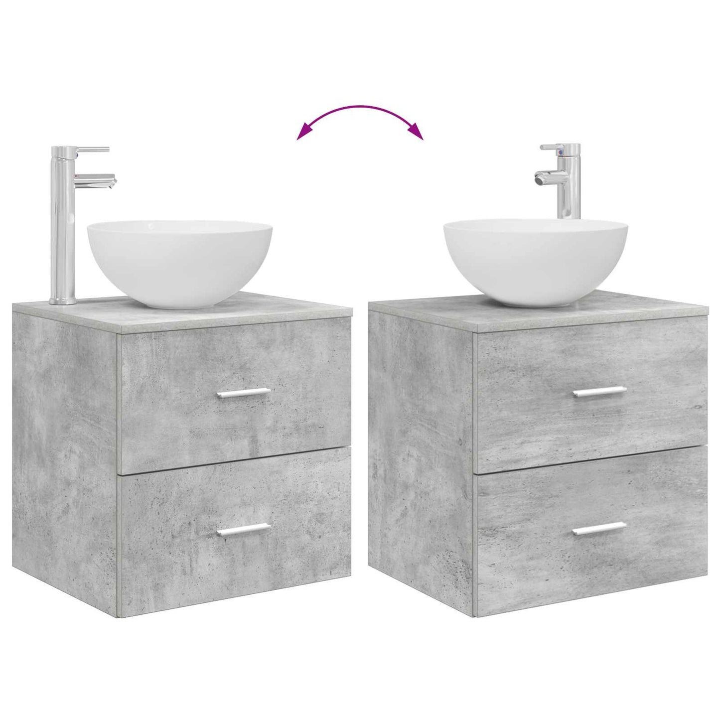 Bathroom Cabinet Set 3 pcs Concrete Grey 129 x 35 x 80 cm