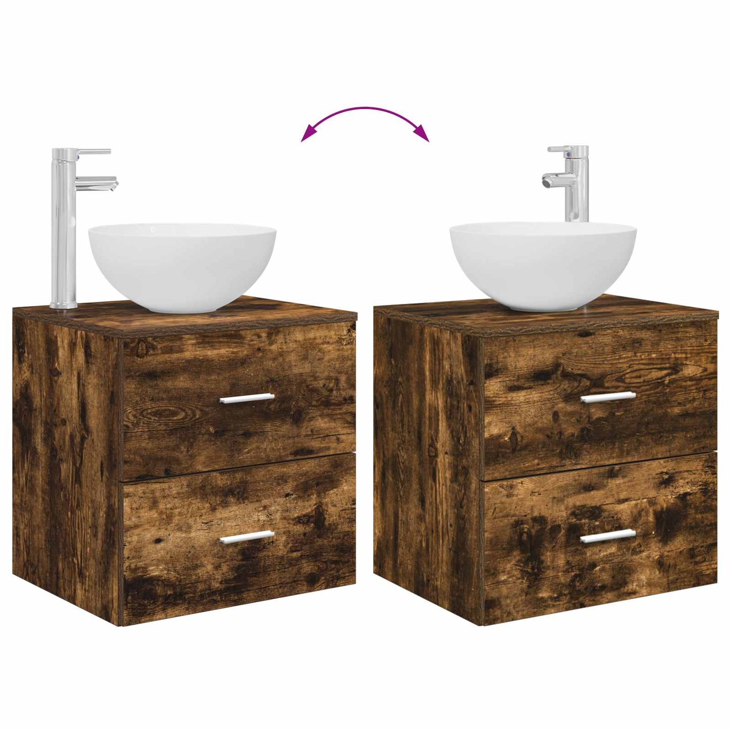 Bathroom Cabinet Set 3 pcs Smoked Oak 49.5 x 35 x 63 cm