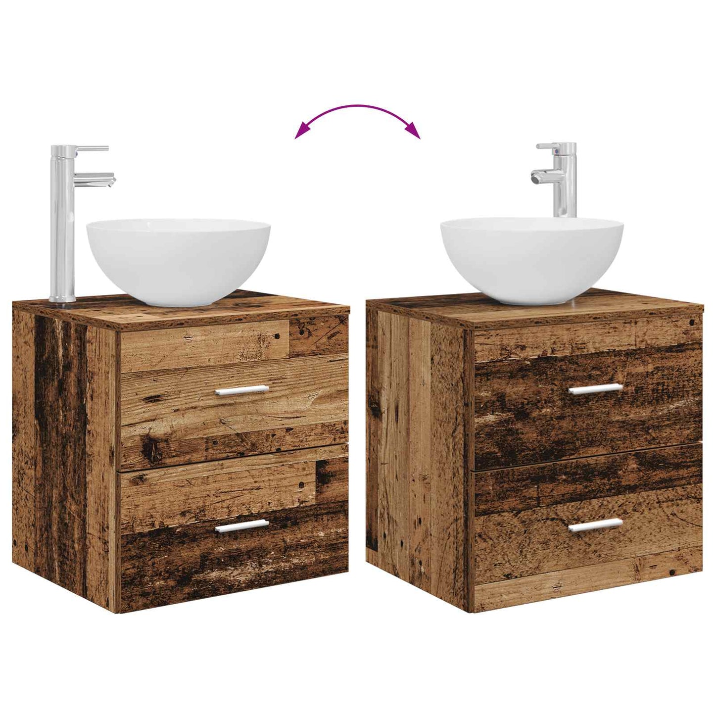 Bathroom Cabinet Set 3 pcs Old Wood 129 x 35 x 80 cm