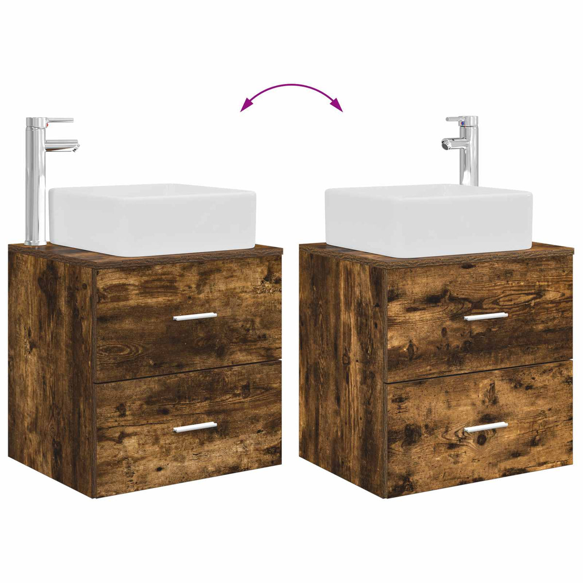 Bathroom Cabinet Set 3 pcs Smoked Oak 129 x 41 x 80 cm