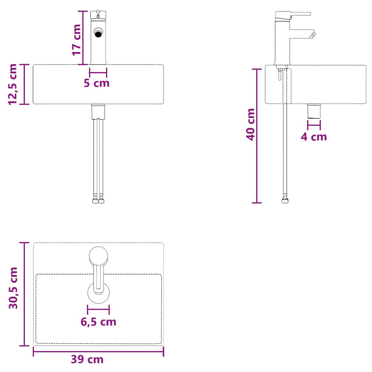 Bathroom Cabinet Set 3 pcs Black 129 x 41 x 79.5 cm