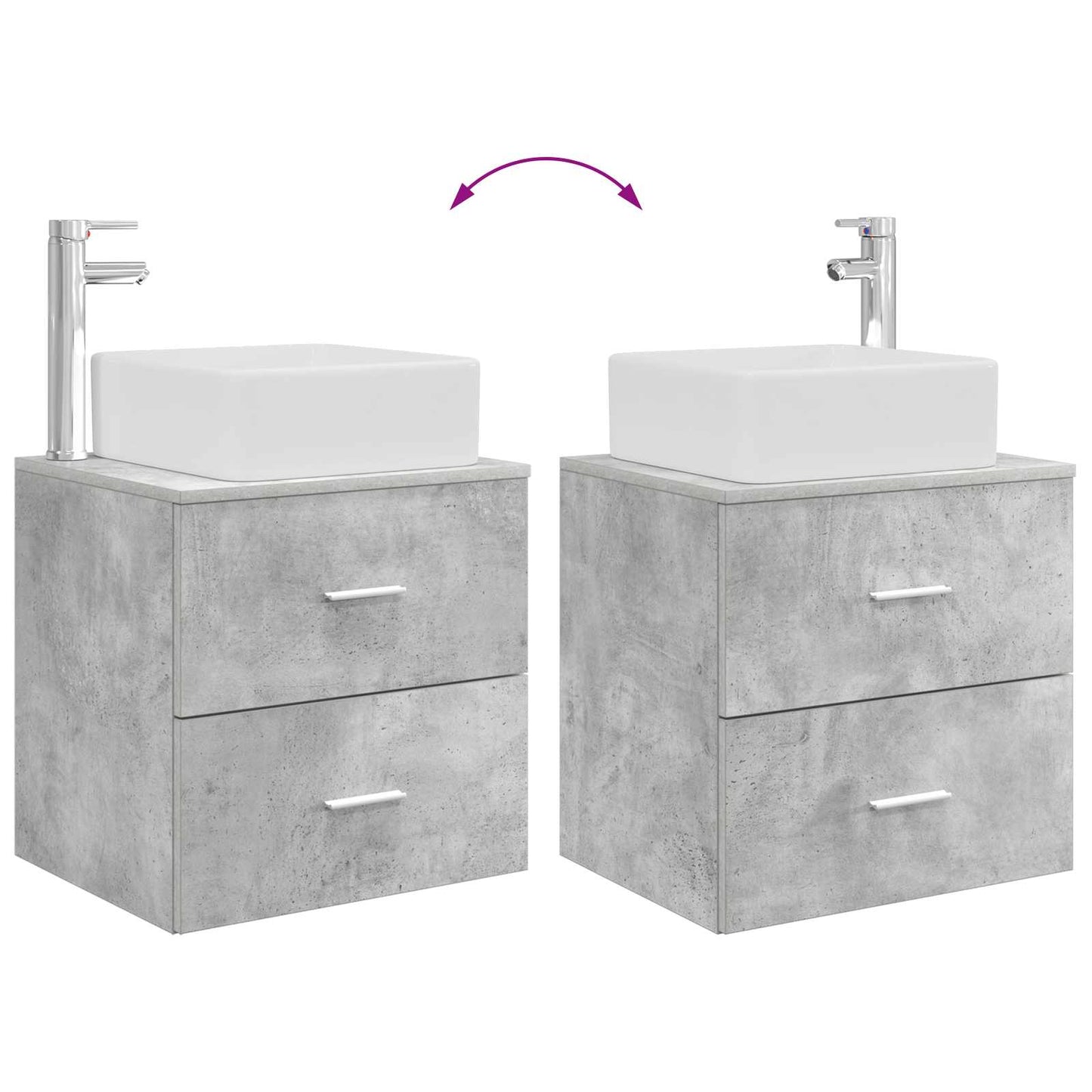 Bathroom Cabinet Set 3 pcs Concrete Grey 53 x 34.5 x 63 cm