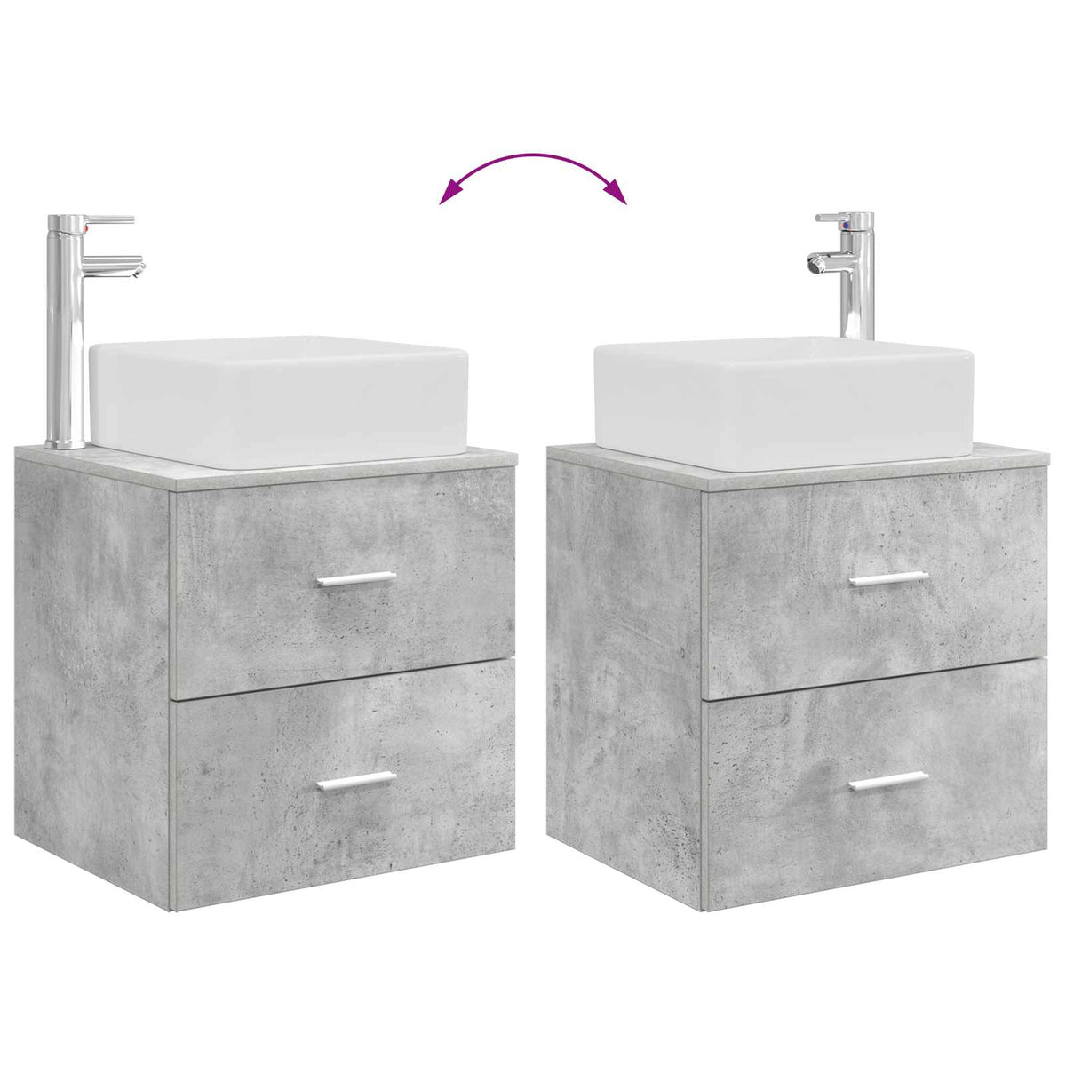 Bathroom Cabinet Set 3 pcs Concrete Grey 136 x 35 x 80 cm