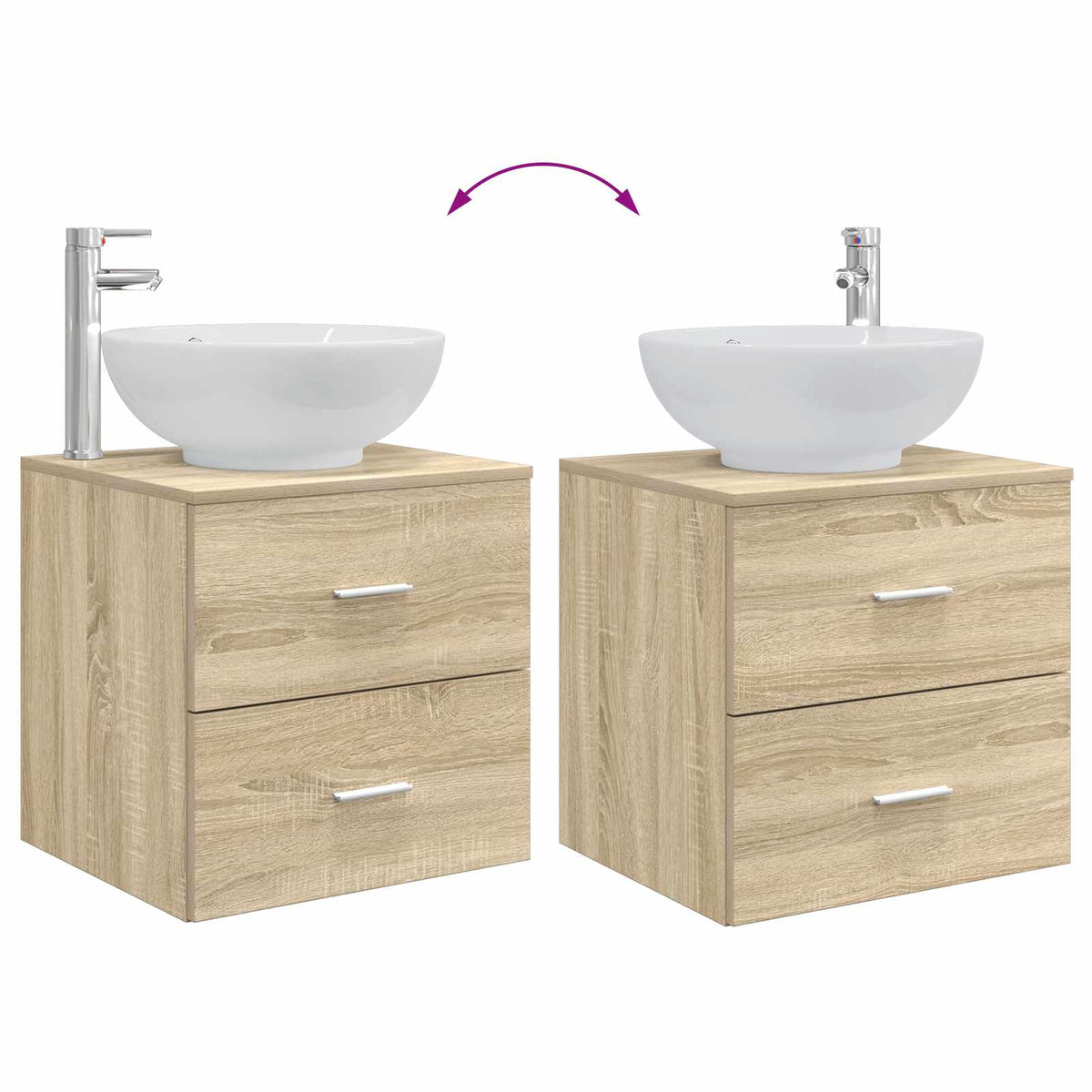 Bathroom Furniture Set 3 pcs Sonoma Oak 129 x 44.5 x 80 cm