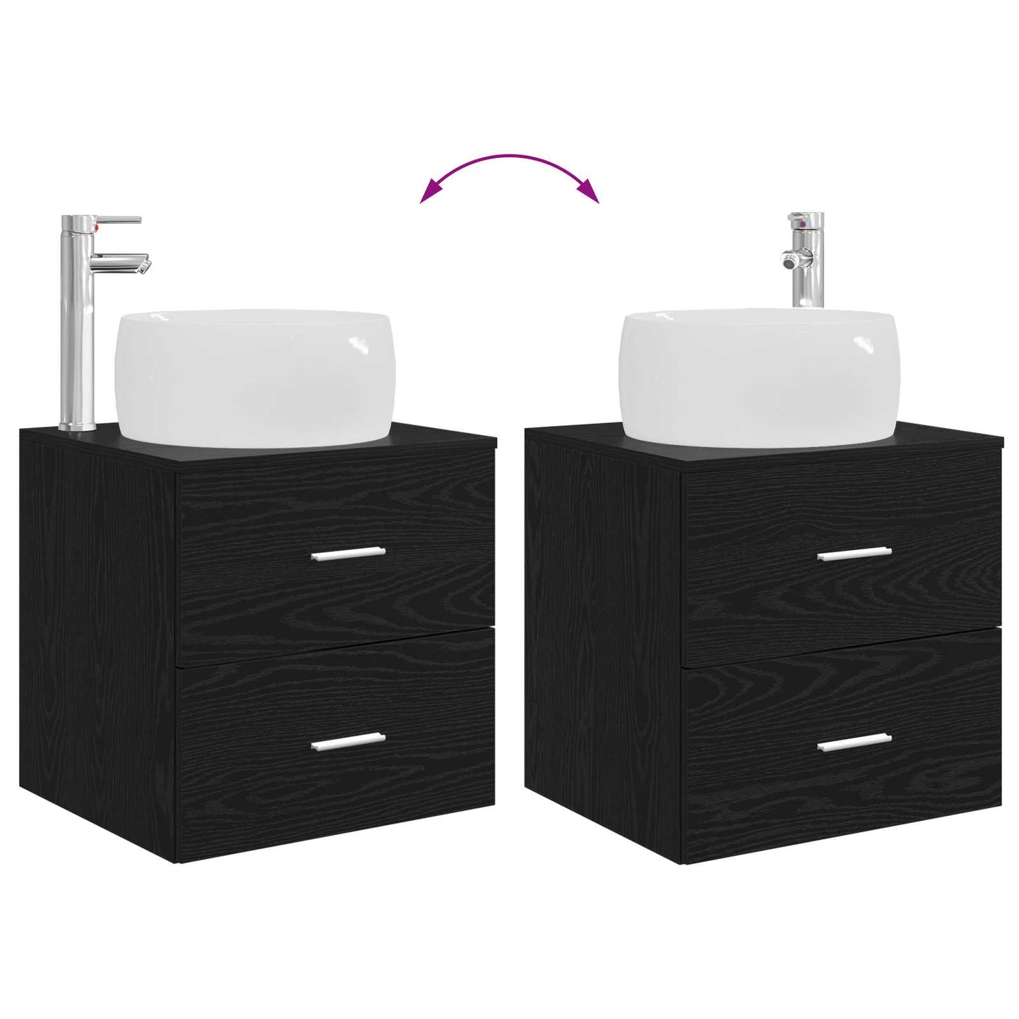 Bathroom Furniture Set 3 pcs Black 49.5 x 44.5 x 66 cm