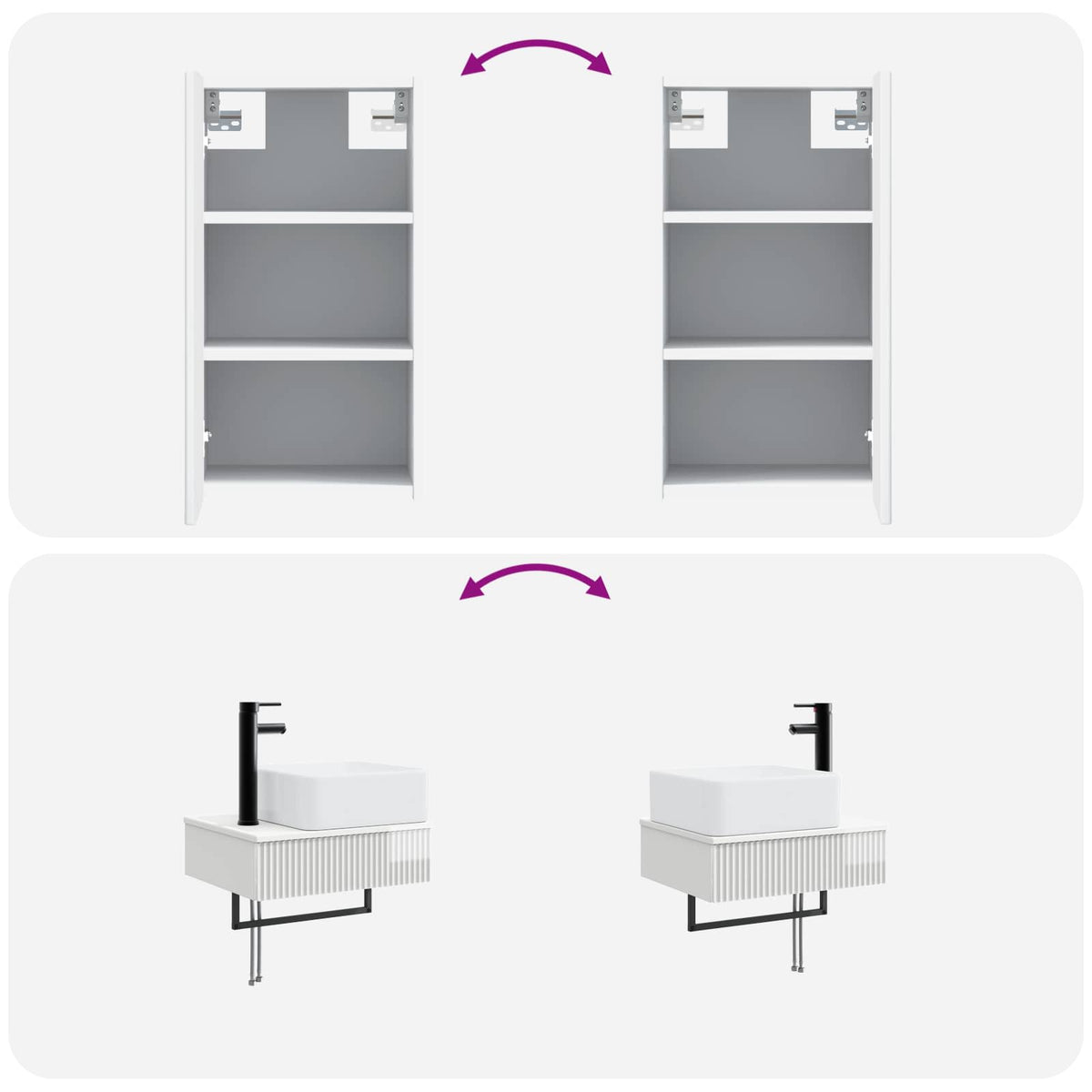 Bathroom Furniture Set 3 pcs High Gloss White