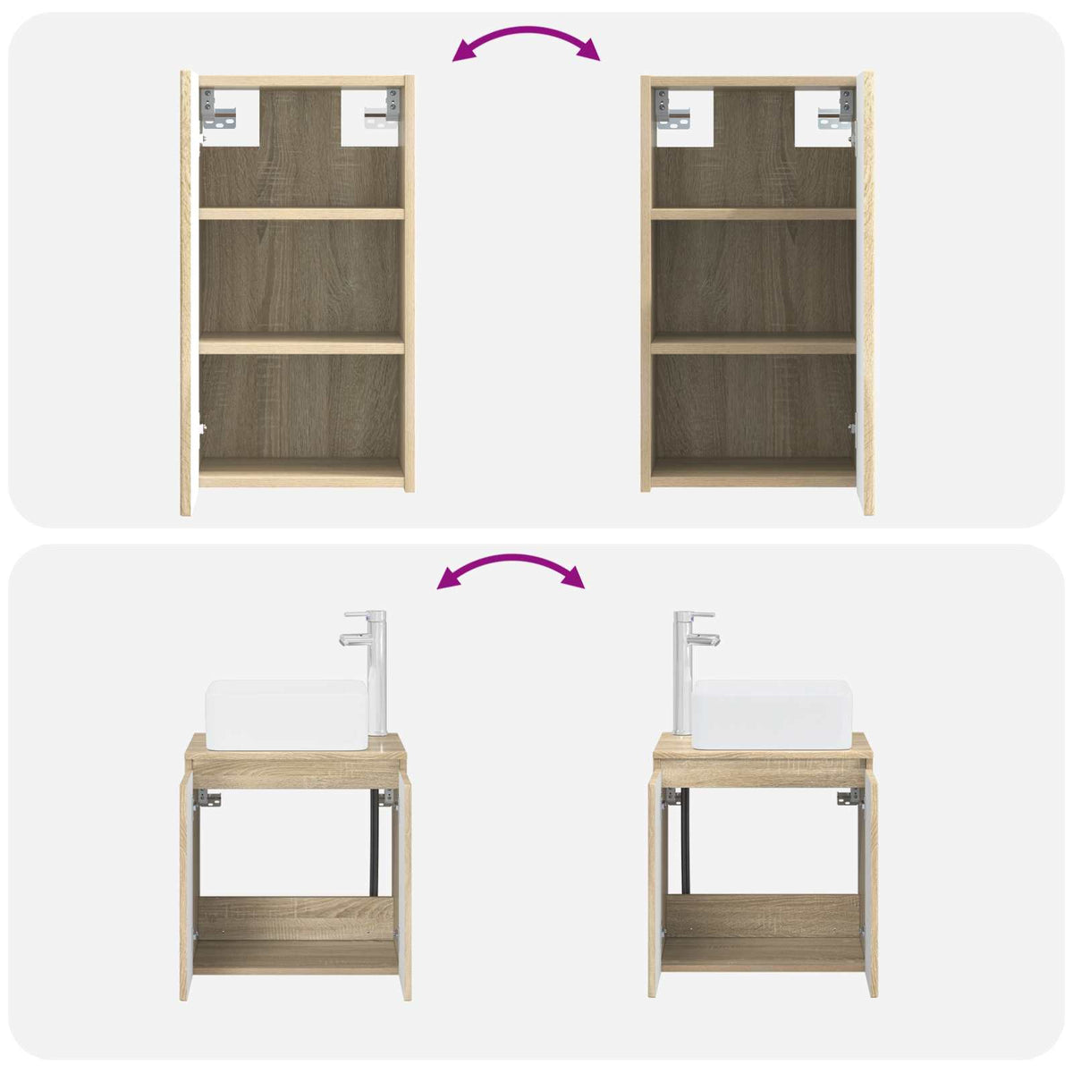Bathroom Furniture Set 3 pcs Sonoma Oak 33 x 34.5 x 160 cm