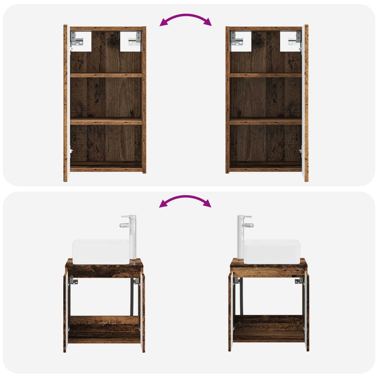 Bathroom Furniture Set 3 pcs Old Wood 33 x 34.5 x 160 cm