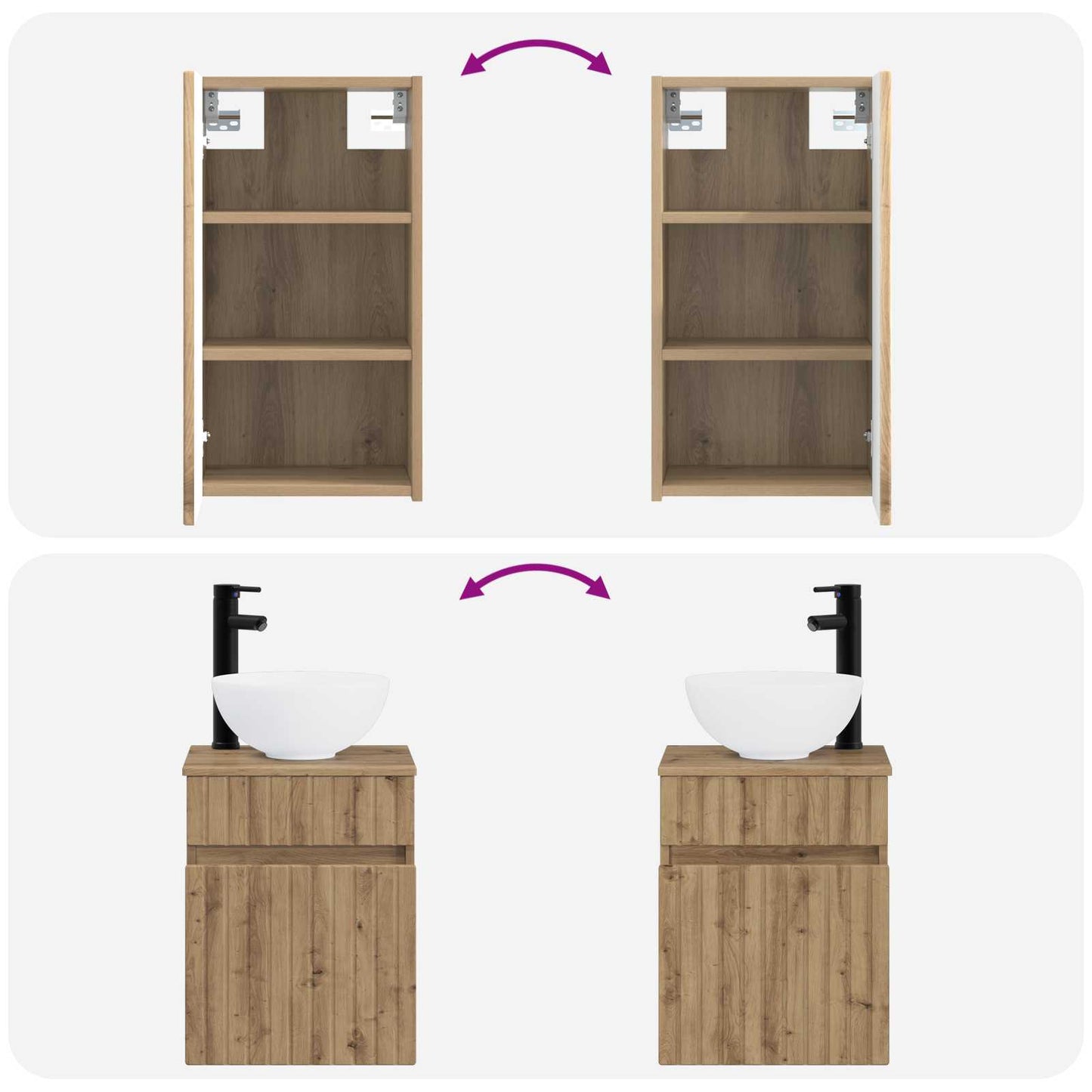 Bathroom Furniture Set 3 pcs Artisan Oak 33 x 34.5 x 160 cm