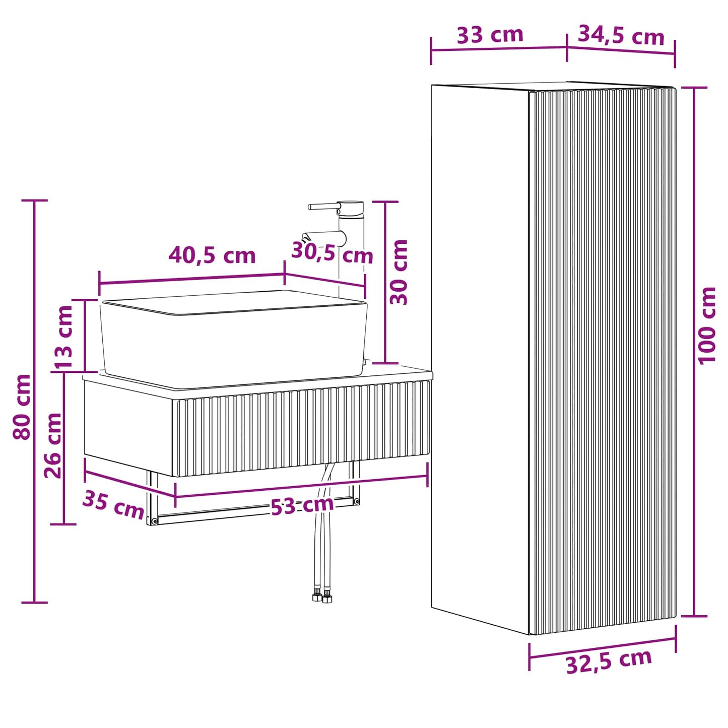 Bathroom Furniture Set 2 pcs Artisan Oak 33 x 34.5 x 100 cm