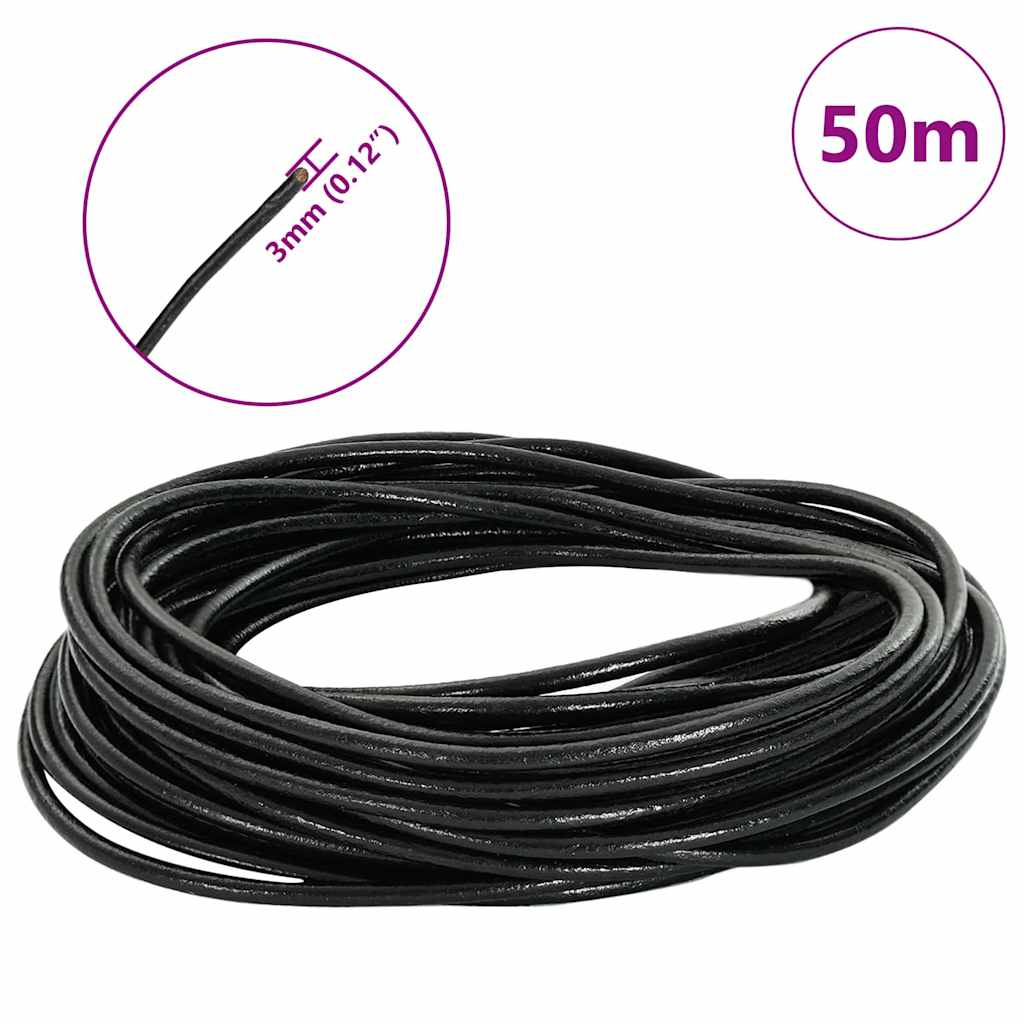 Leather Cord Black Ø3 mm x 50 m Leather