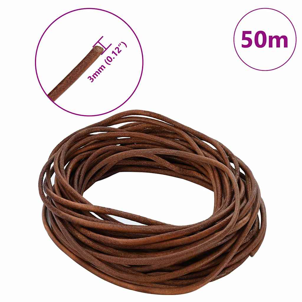 Leather Cord Light Brown Ø3 mm x 50 m Leather