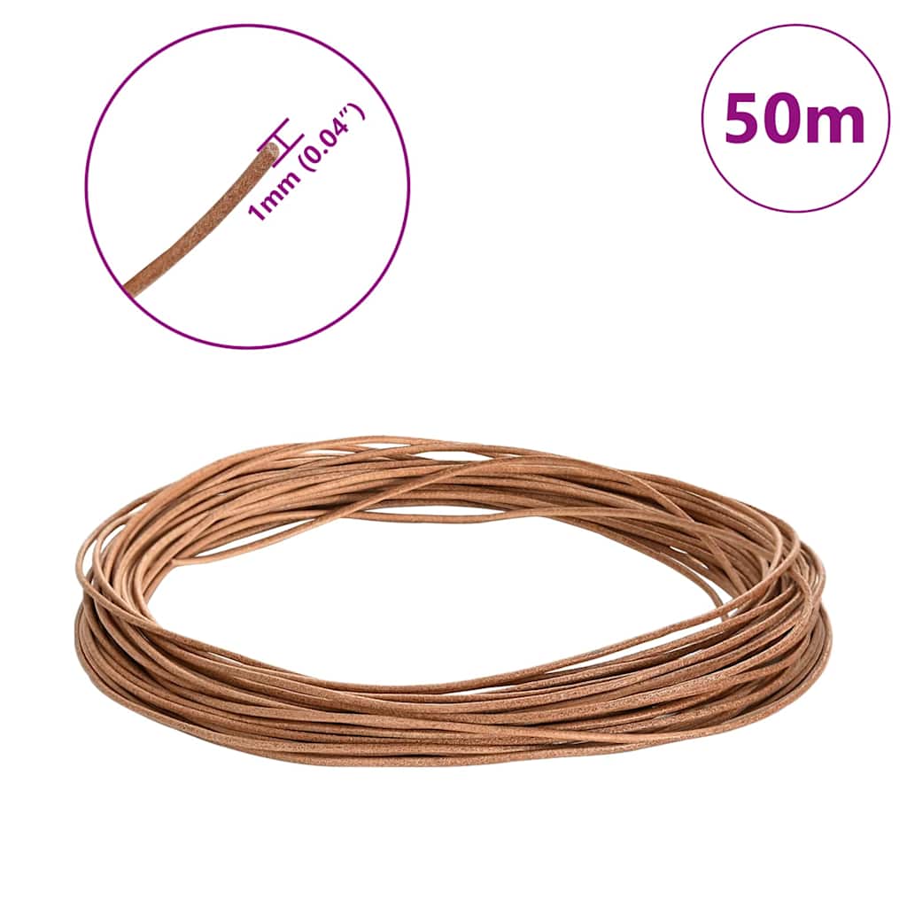 Leather Cord Brown Ø1 mm x 50 m Leather