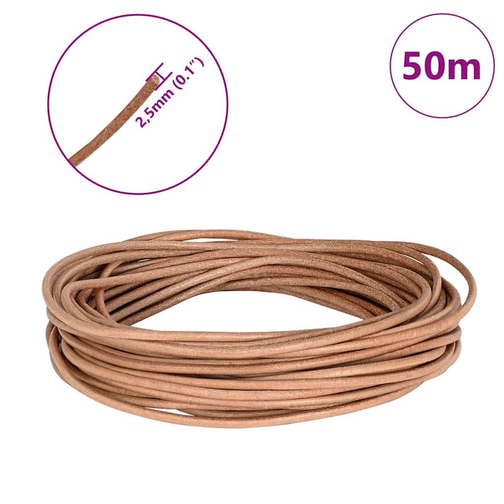 Leather Cord Brown Ø2.5 mm x 50 m Leather