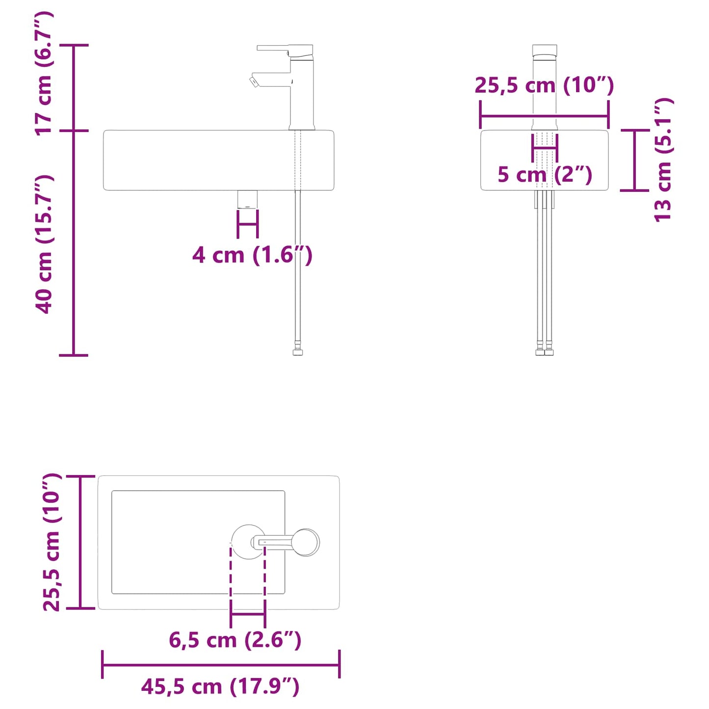 Bathroom Vanity Unit with Tap Concrete Grey 45.5 x 22.5 x 84 cm