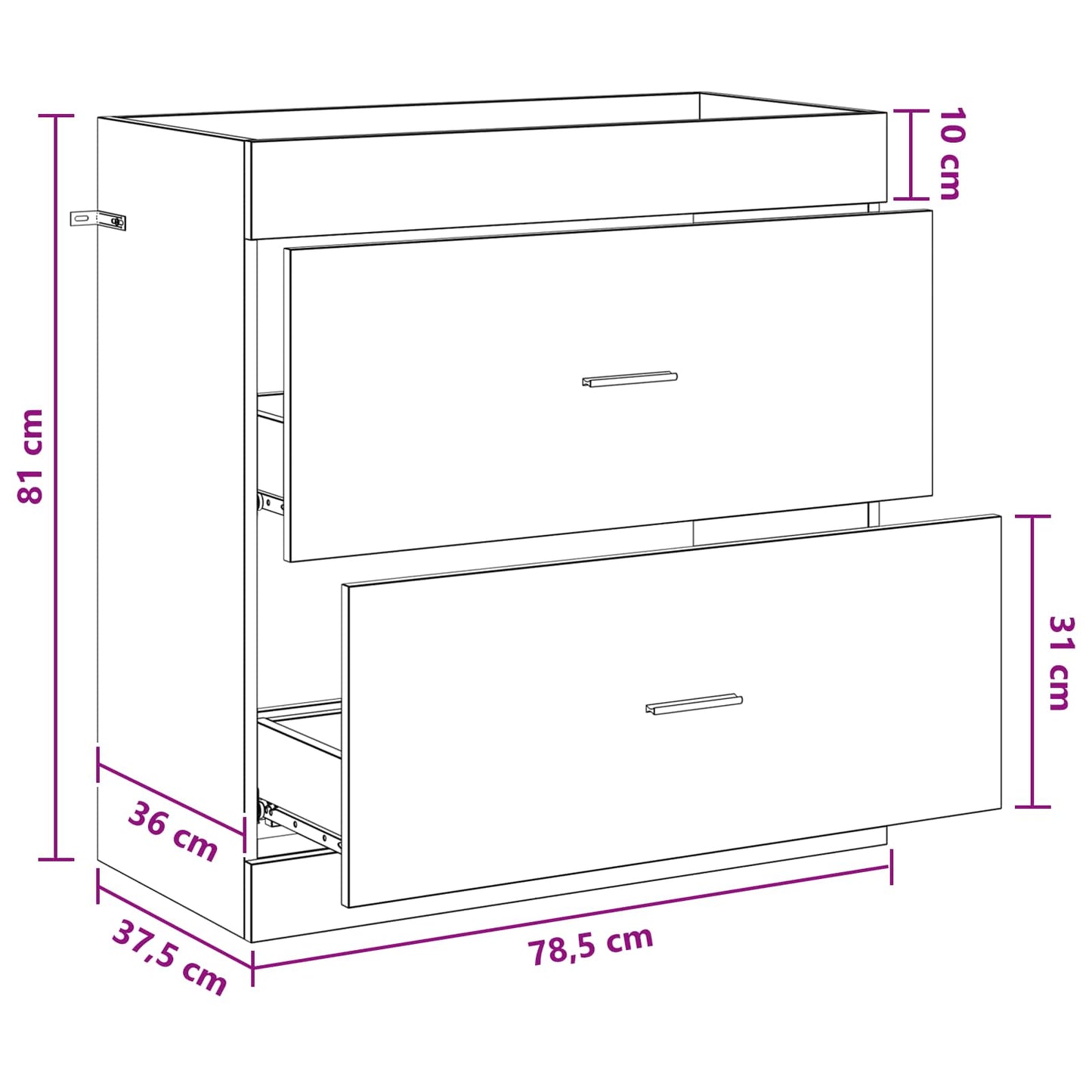 Bathroom Under Sink Cabinet Old Wood 78.5 x 37.5 x 81 cm