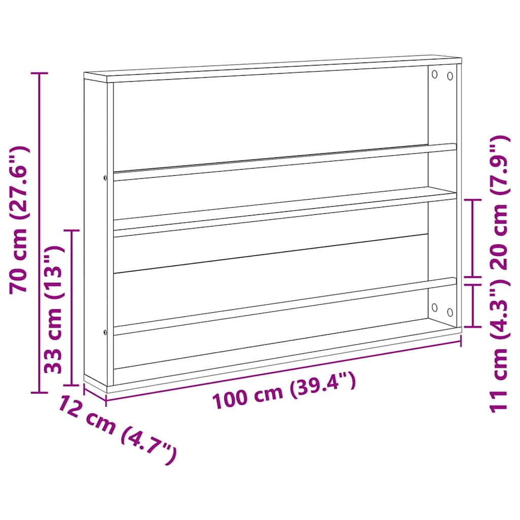 Magazine Rack Sonoma Oak 100 x 12 x 70 cm Engineered Wood