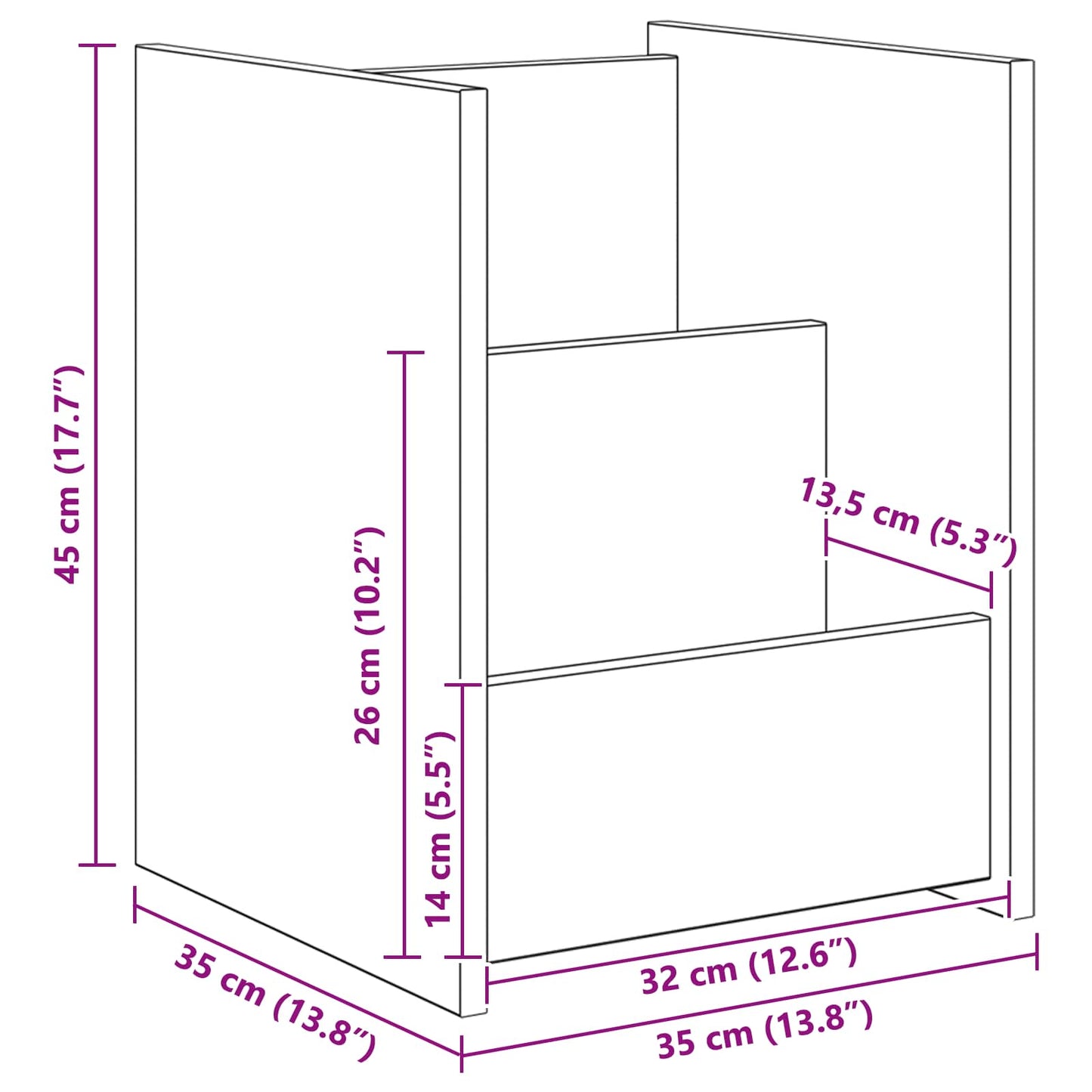 Magazine Rack Sonoma Oak 35 x 35 x 45 cm Engineered Wood