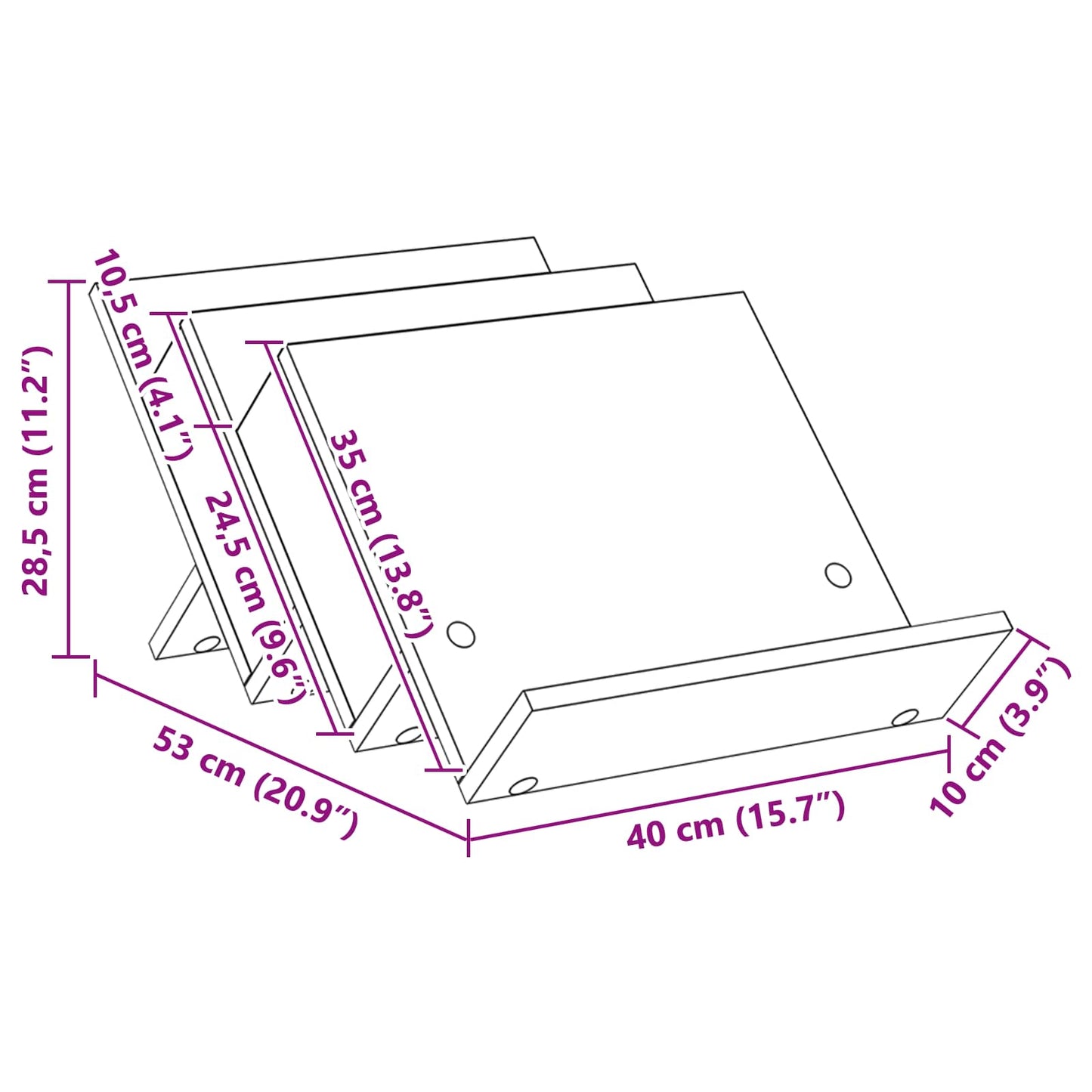 Magazine Rack Black Oak 53 x 40 x 28.5 cm Engineered Wood