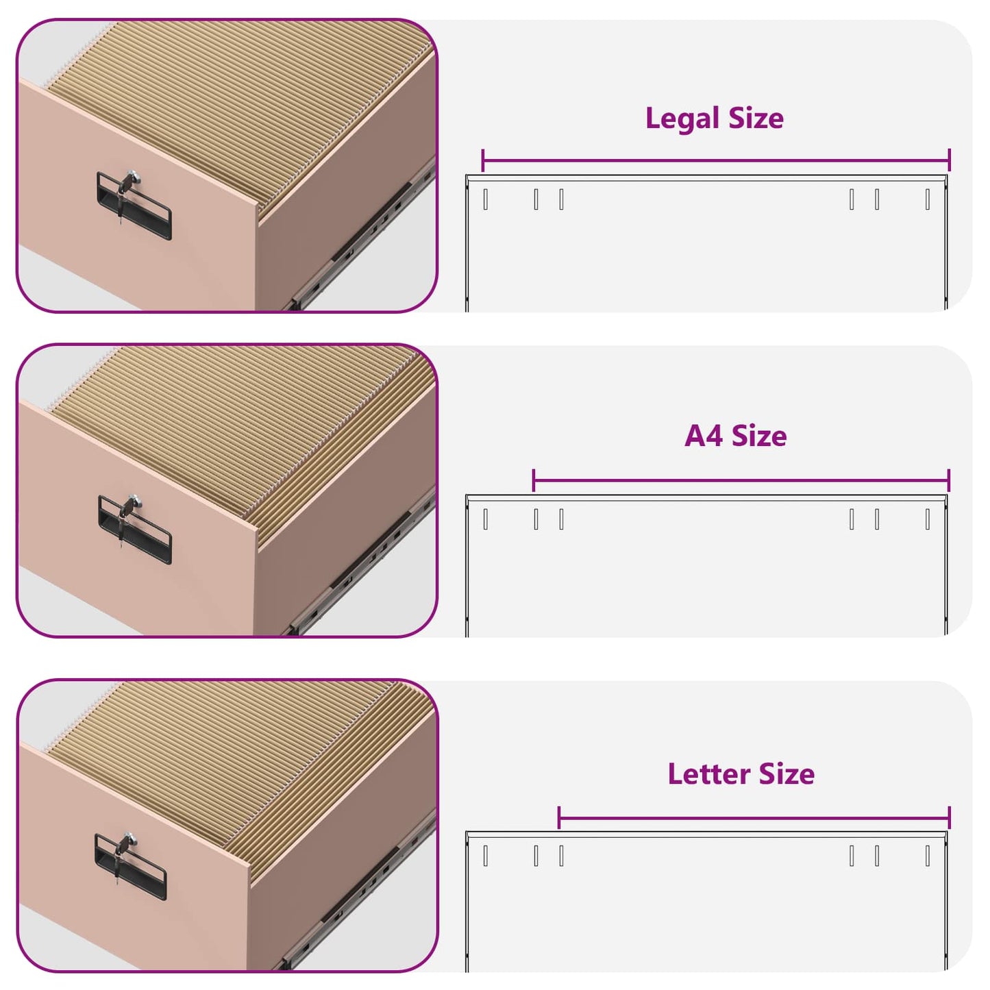 File Cabinet with Shelf Pink 44 x 50 x 139 cm Cold-Rolled Steel