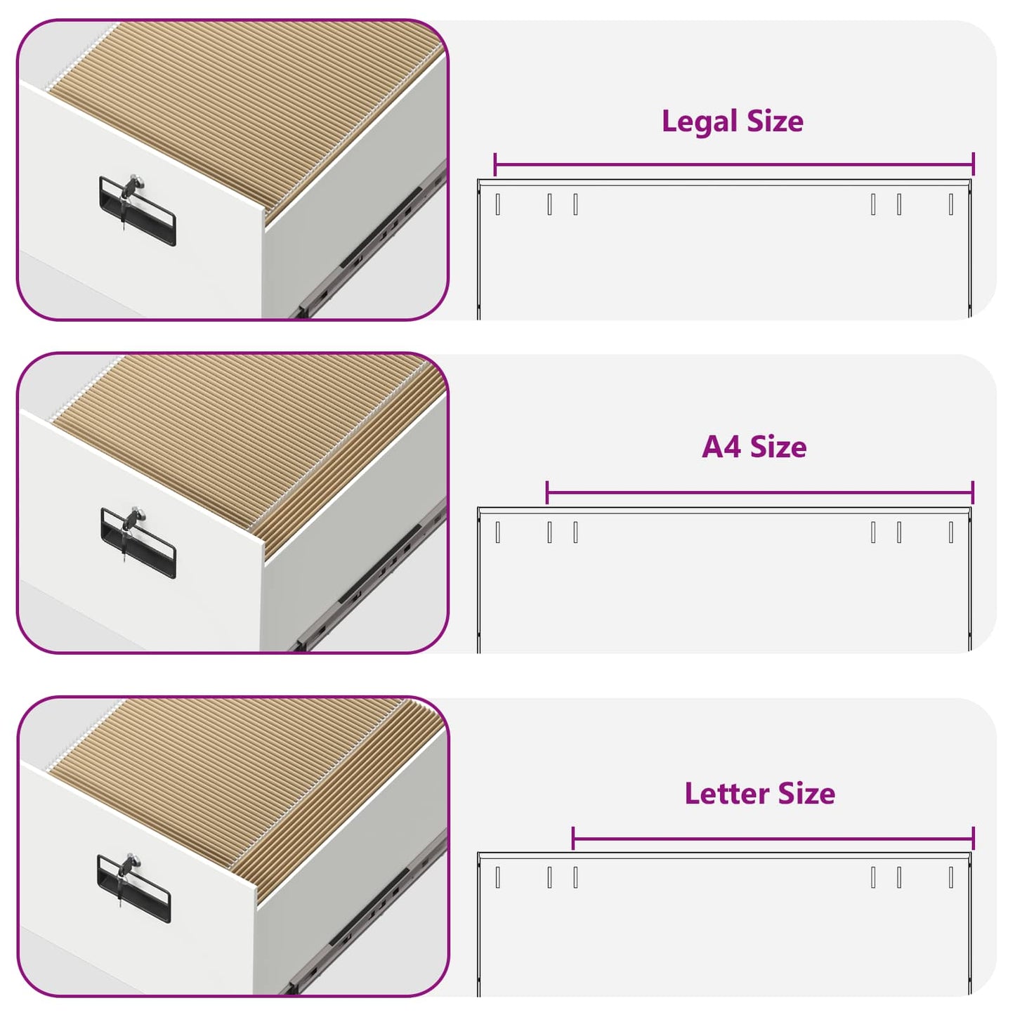 File Cabinet Geometric White 44 x 50 x 139 cm Cold-Rolled Steel