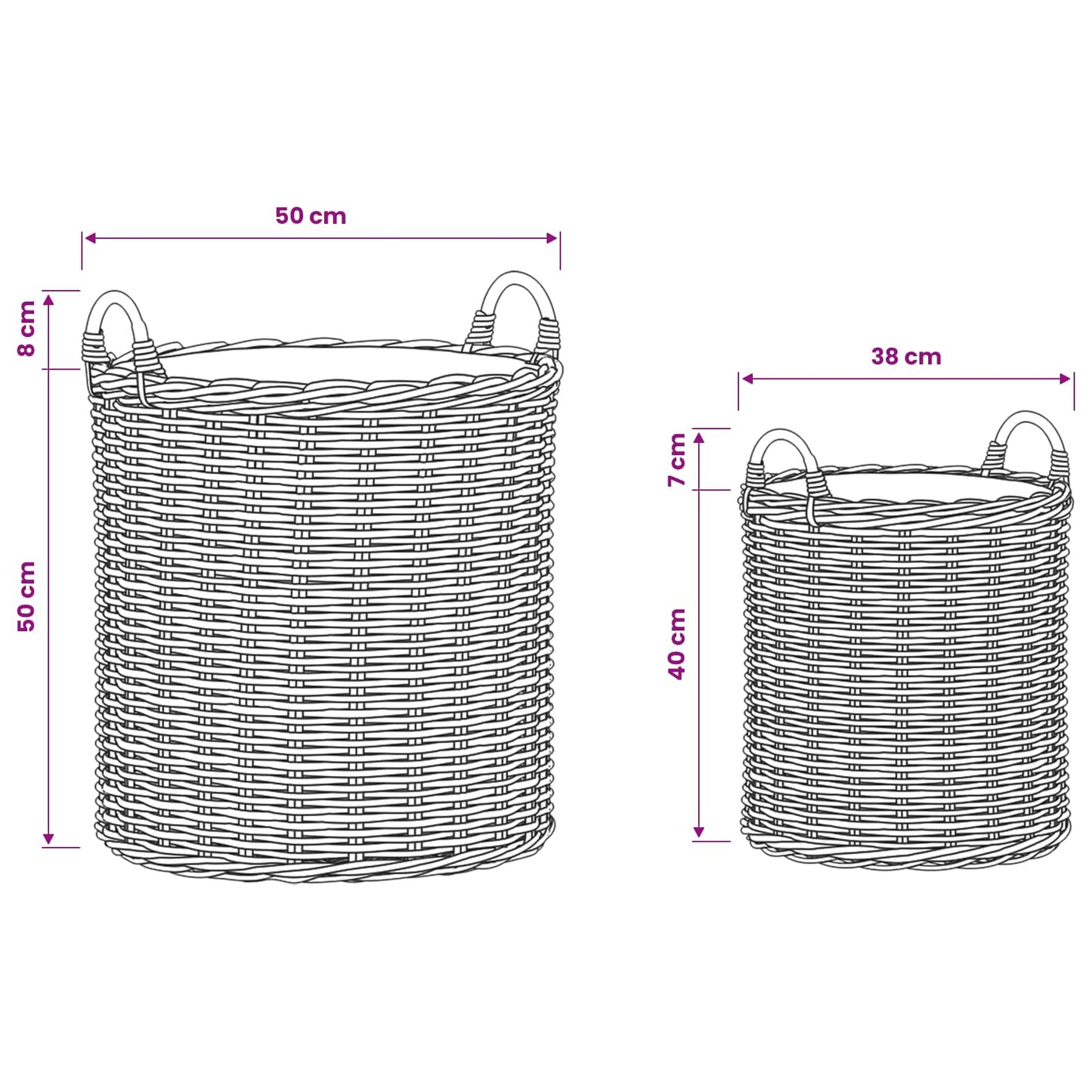 Planter Basket with Storage 2 pcs Natural Grey Kubu Rattan