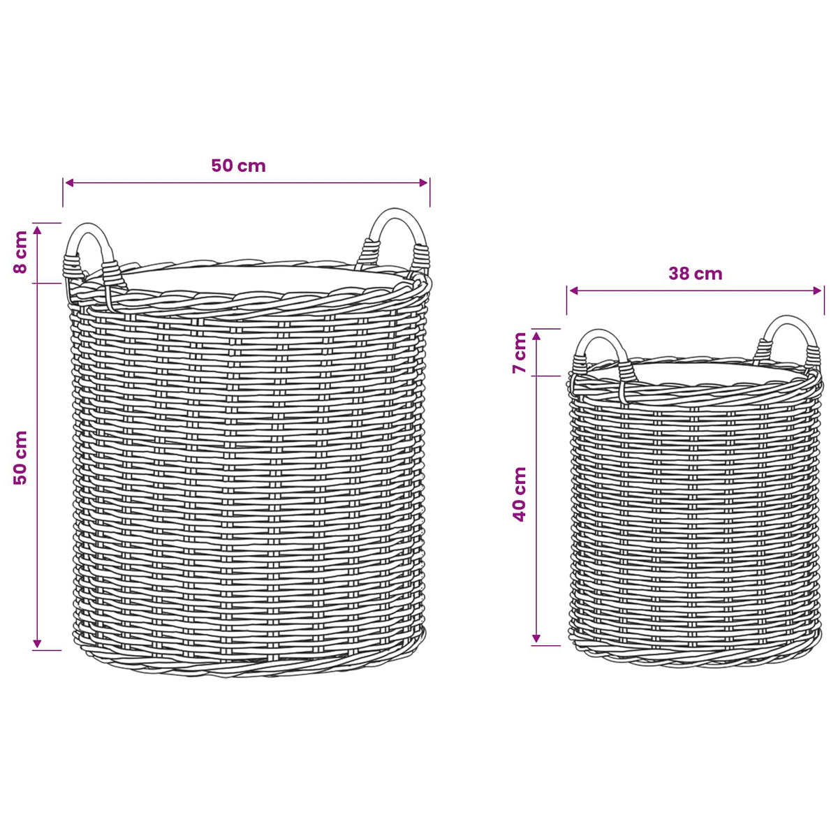 Planter Basket GENDT 2 pcs Natural Grey Kubu Rattan