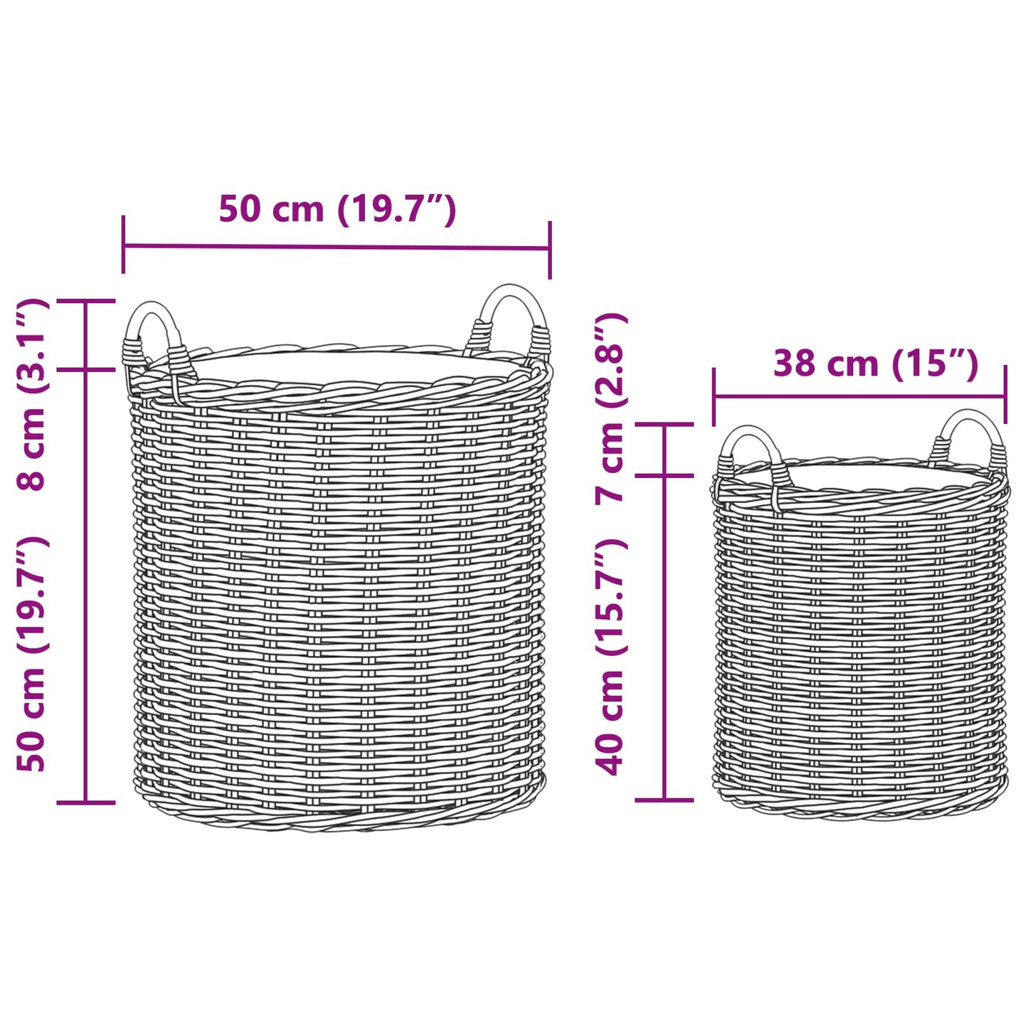 Planter Basket GENDT 2 pcs Natural Brown Kubu Rattan