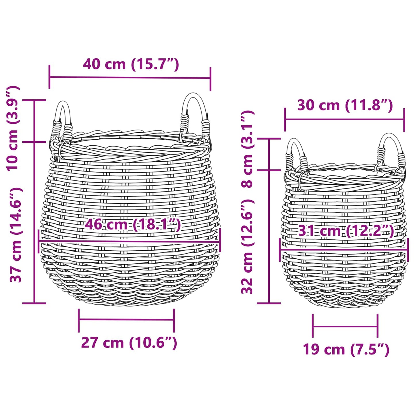 Planter Basket with Storage 2 pcs Brown Lacak Rattan