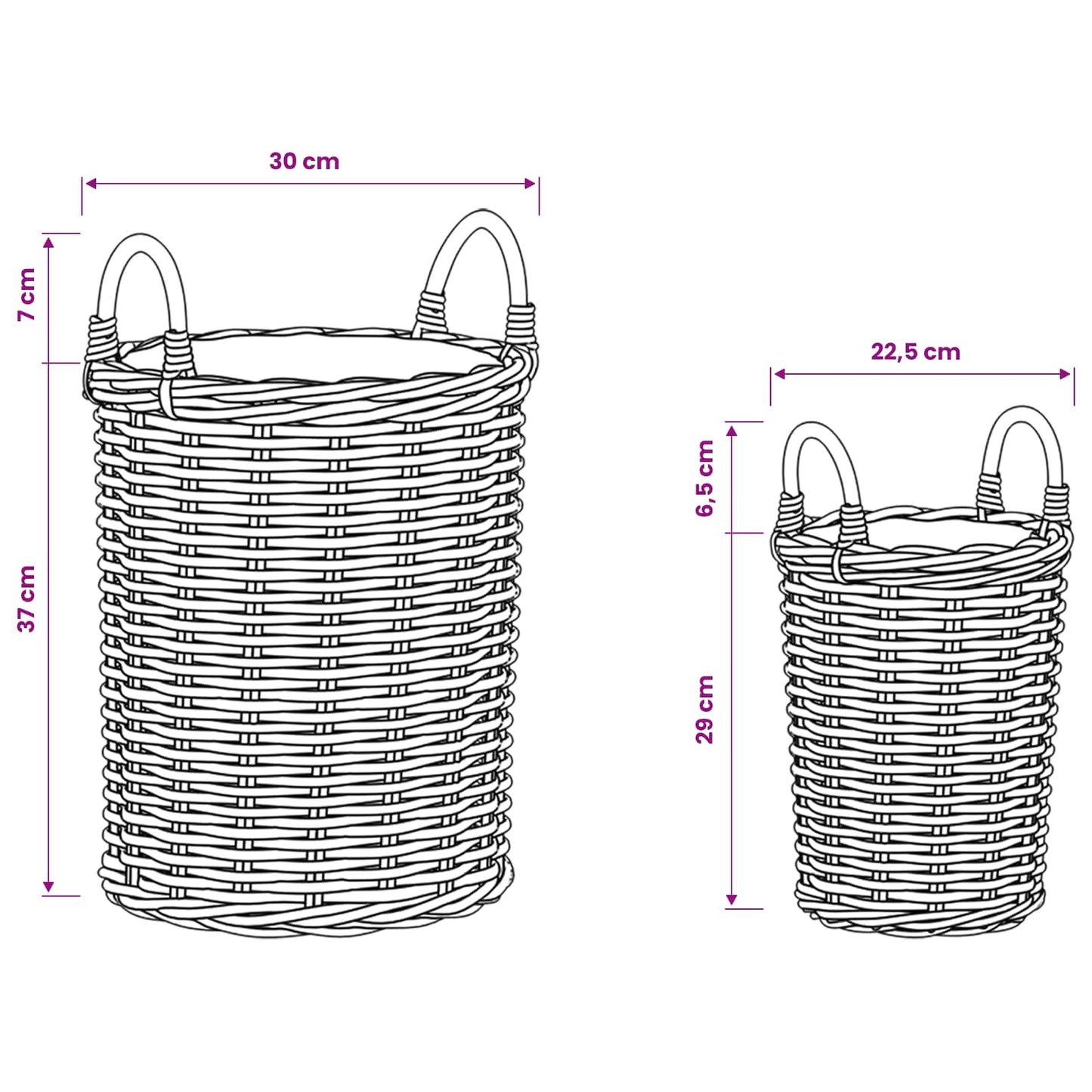 Planter Basket with Storage 2 pcs Natural Brown Kubu Rattan