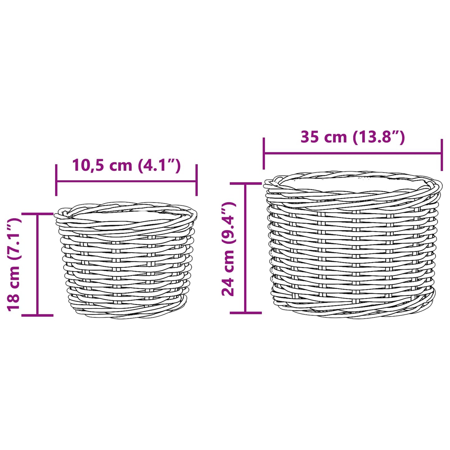 Planter Basket with Storage 2 pcs Brown